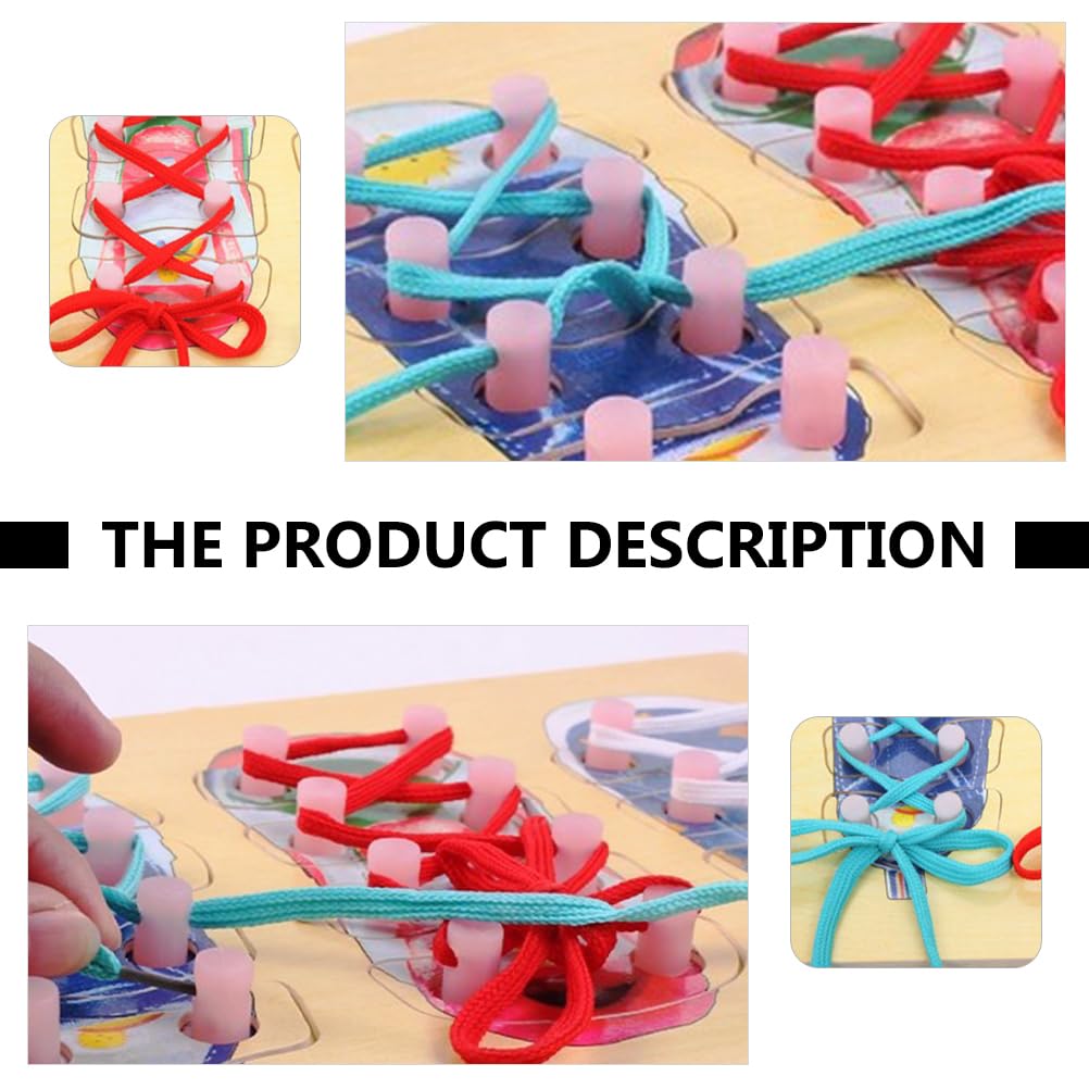 Wooden Lacing Shoe Toy - Learn to Tie Shoelaces Educational Kit for Kids | Montessori Toddler Learning Toy for Fine Motor Skills | Perfect for Preschool, Daycare & Homeschooling Activities