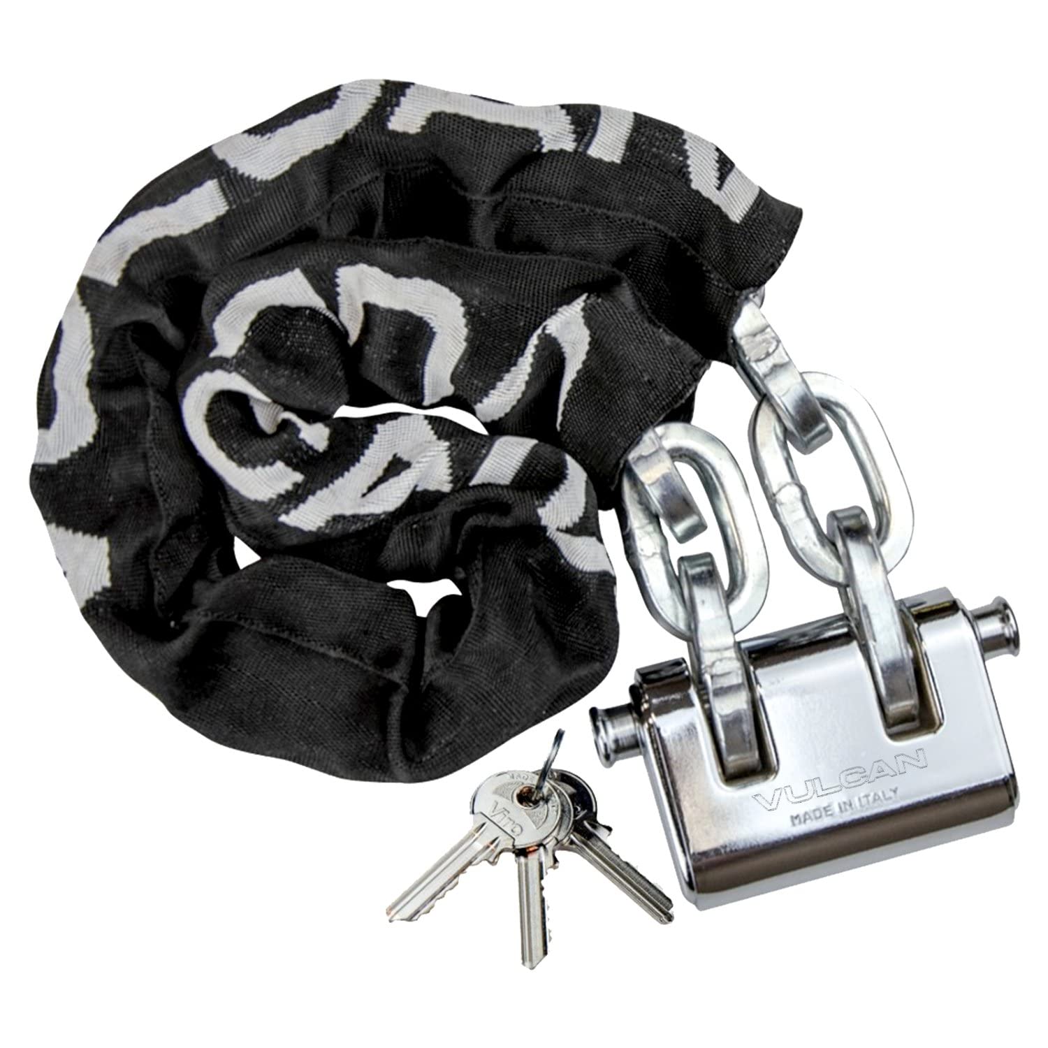 VULCAN Heavy Duty Security Chain & Lock Kit - 3/8 Inch x 3 Foot Case-Hardened Steel - Bolt Cutter Resistant - for Motorcycle, Bicycle, Gate & Outdoor Equipment Protection