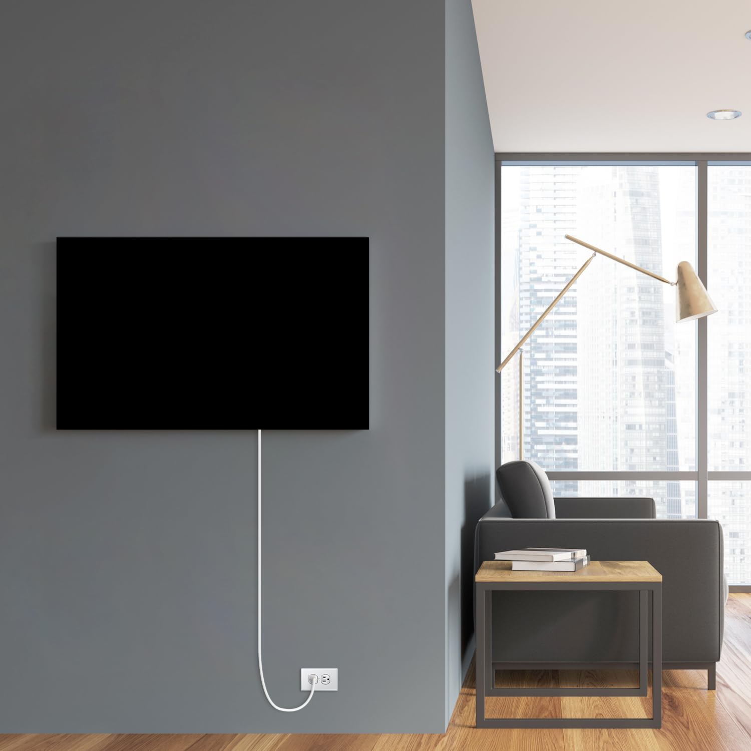 WarmlyYours 24x35 Inch Glass Black Infrared Electric Panel Heater - Energy Efficient Wall Mounted Space Heater for Rooms up to 85 sqft, 600W Plug-in or Hardwired (Ember Glass) - Perfect for Bedrooms, Bathrooms & Home Offices