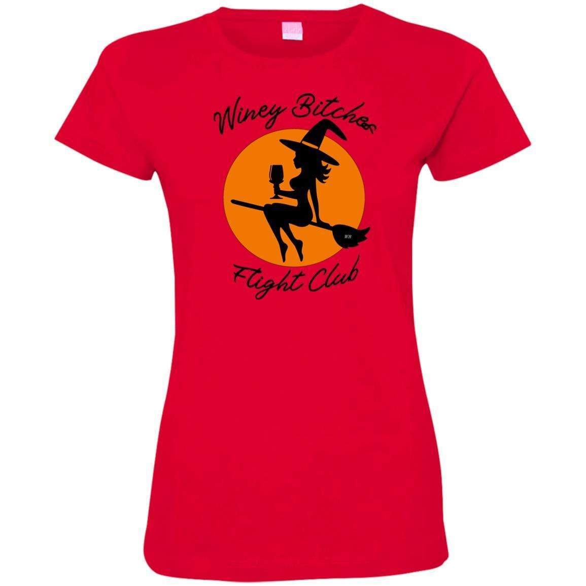 Winey Bitches Flight Club Ladies' Fine Jersey T-Shirt | Premium Comfort Cotton Tee for Women | Perfect for Wine Tasting, Girls Night Out & Casual Wear