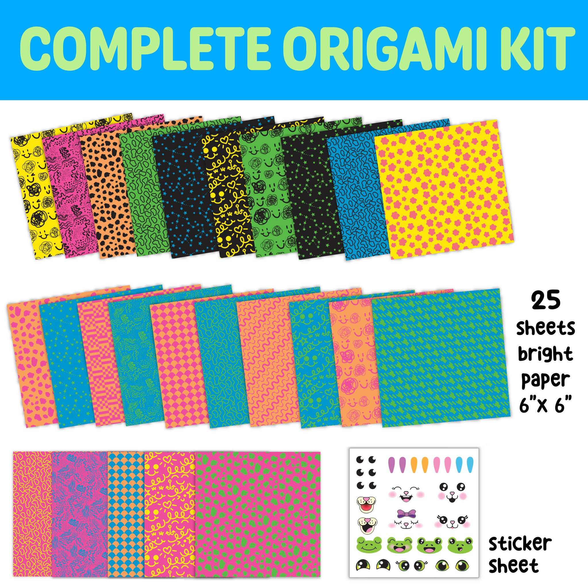 Neon Origami Mini Kit - DIY Paper Folding Craft Set for Kids & Adults - Perfect for Parties, Gifts & Creative Home Decor #6503000
