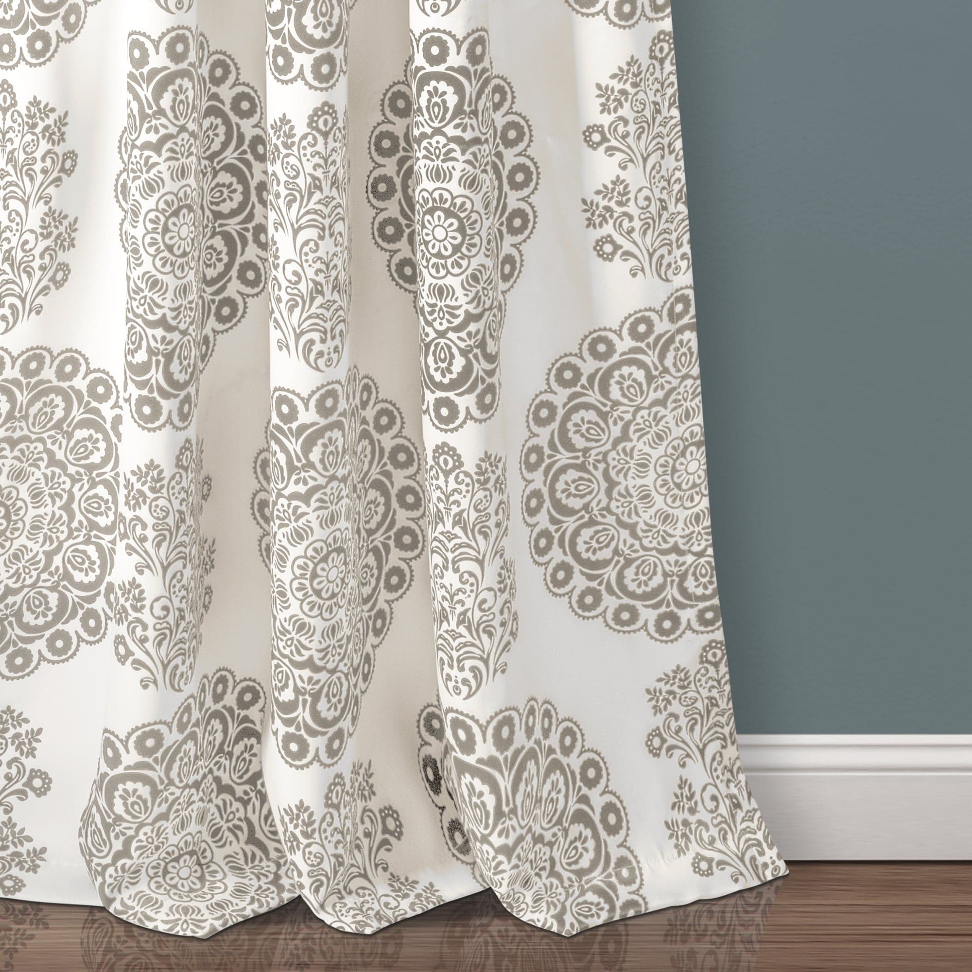Evelyn Medallion Light Filtering Window Curtain Set - Sheer Elegant Drapes for Living Room & Bedroom - Soft Sunlight & Privacy Control