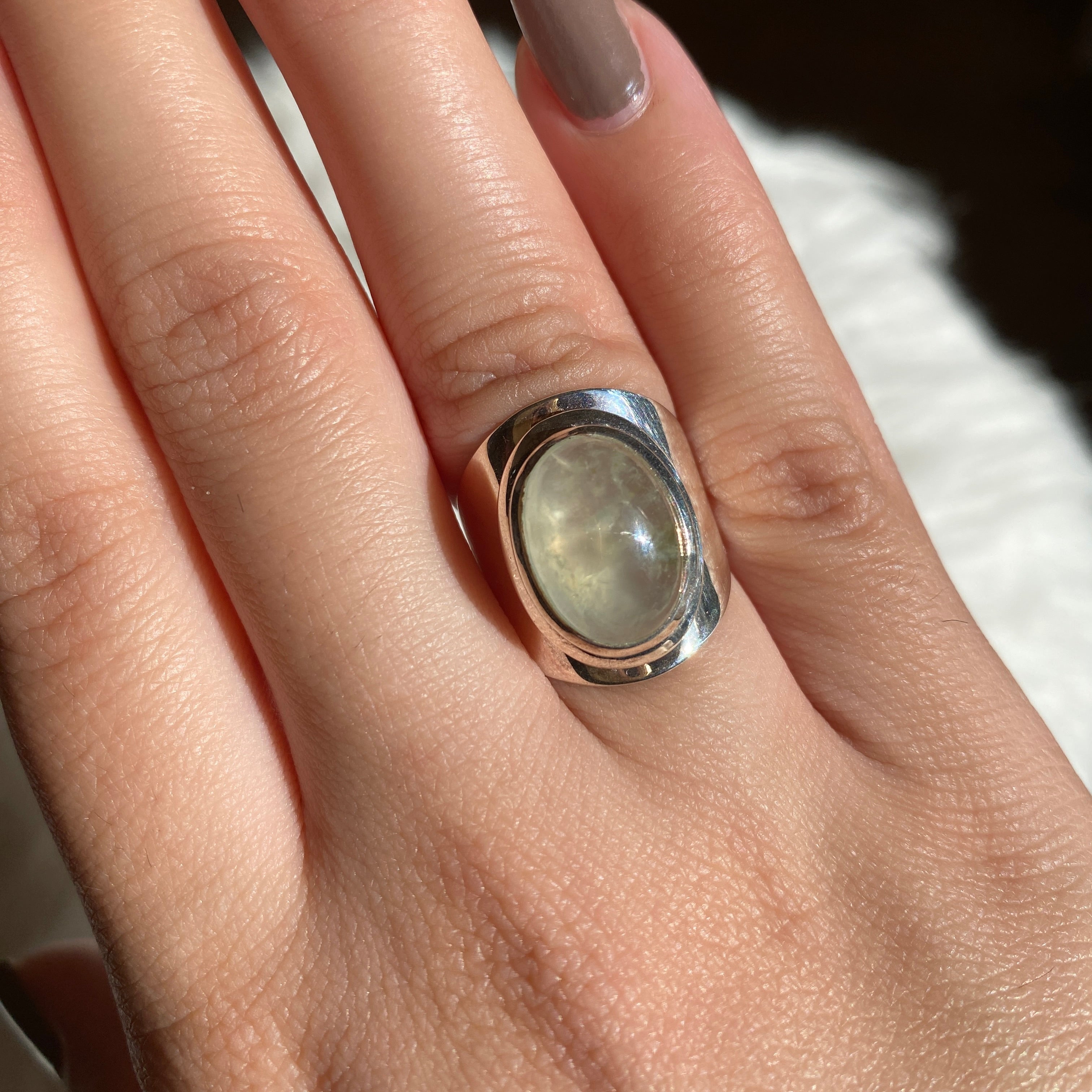 Prehnite Wide Band Ring R3762 PR - Elegant Gemstone Jewelry for Women, Perfect for Weddings, Parties & Everyday Wear