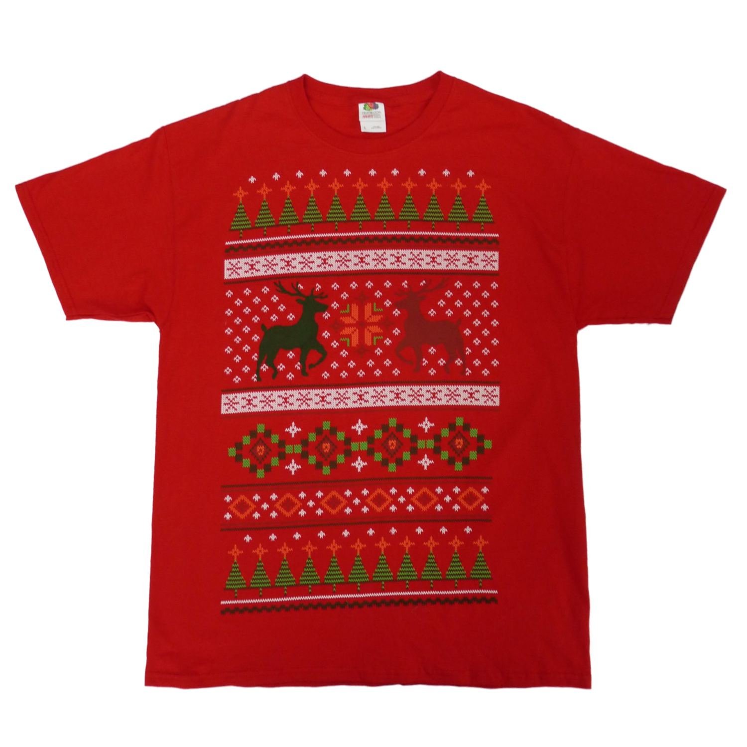Men's Red Christmas Reindeer Graphic T-Shirt - Festive Holiday Apparel for Parties & Family Gatherings