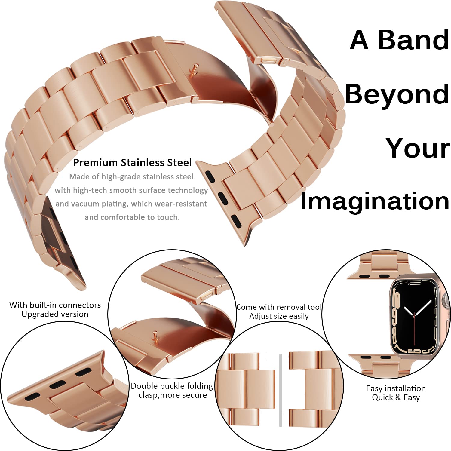 Premium Stainless Steel Band with Hard PC Case for Apple Watch Series 9/8/7 41mm - Slim Metal Replacement Strap Compatible with Apple Watch 41mm (Unisex) | Durable & Stylish for Gym, Office, Running, Travel & Daily Wear | Perfect Gift for Apple Watch Users | Ideal for Fitness Tracking, Business Meetings, Outdoor Activities & Everyday Fashion