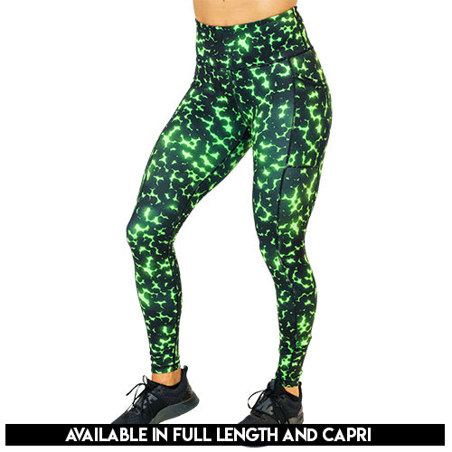 Radioactive Green Leggings for Women - High Waist Yoga Pants for Workout, Running & Fitness | Trendy Activewear for Gym & Daily Wear