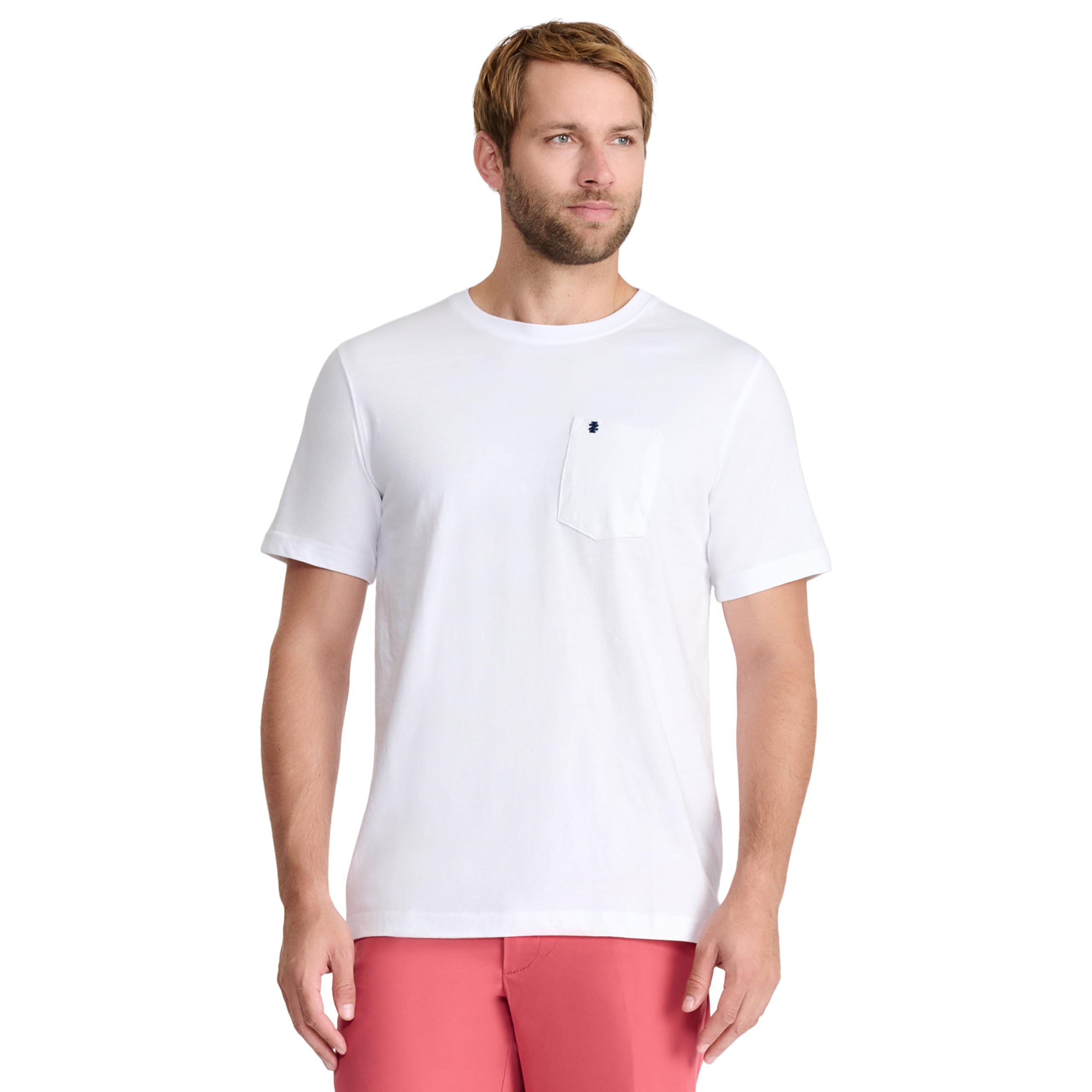 IZOD Men's Saltwater Soft Wash Pocket Crew T-Shirt - Comfortable Casual Short Sleeve Tee for Summer, Beach, and Outdoor Activities