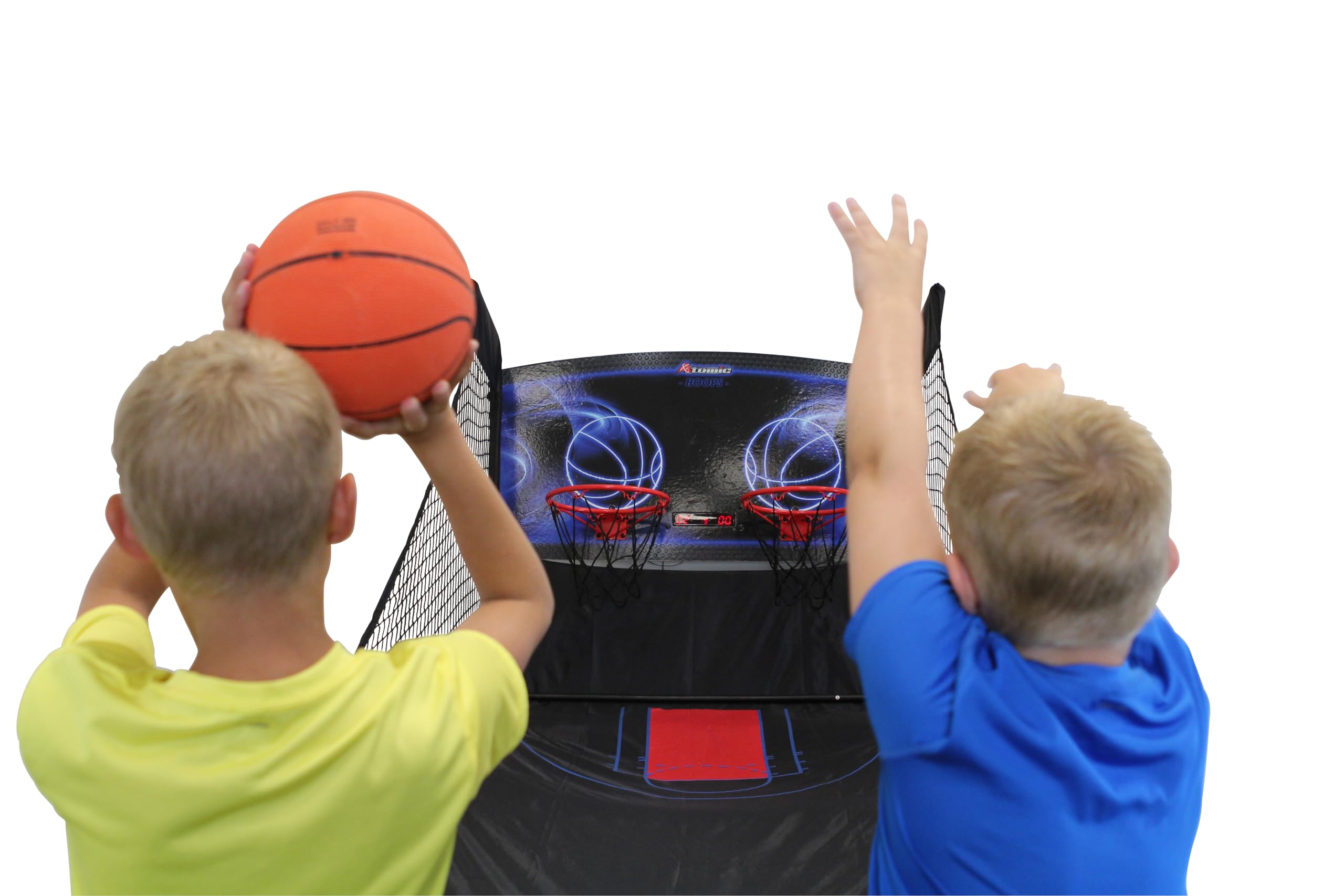 Atomic Jumpball Deluxe Double Electronic Basketball Shootout Game Set - Includes 4 Mini Basketballs & Air Pump for Indoor/Outdoor Family Fun & Kids Birthday Parties