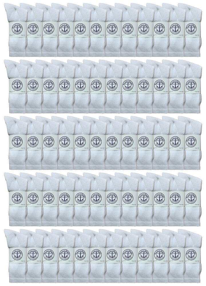 Yacht & Smith 60 Pairs Men's Cotton Athletic Socks Bulk Wholesale - Size 10-13, White - Perfect for Sports, Gym & Everyday Wear