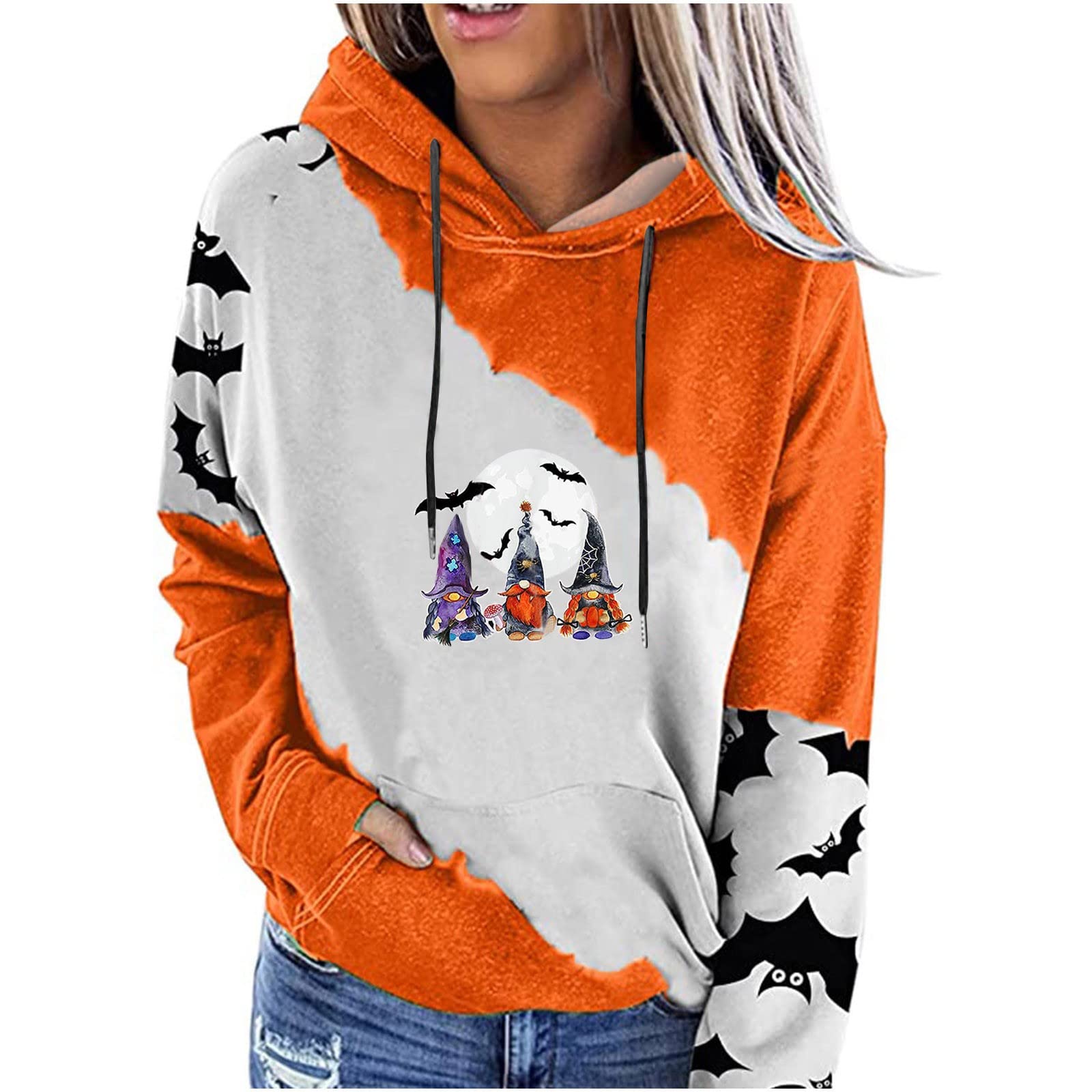 Women's Halloween Hoodies - Cozy O-Neck Pullover Sweatshirts for Fall & Winter | Casual Tops & Sweaters for Everyday Wear | Perfect for Pumpkin Patch, Trick-or-Treating & Seasonal Outfits