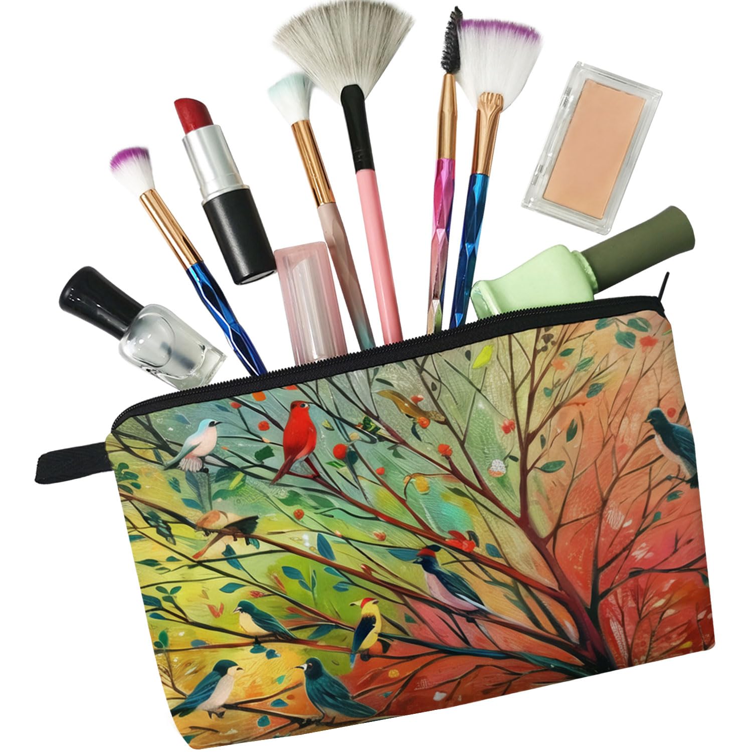 Cute Bird Makeup Bag - Small Travel Toiletry Pouch for Women | Perfect Gift for Bird Lovers & Friends
