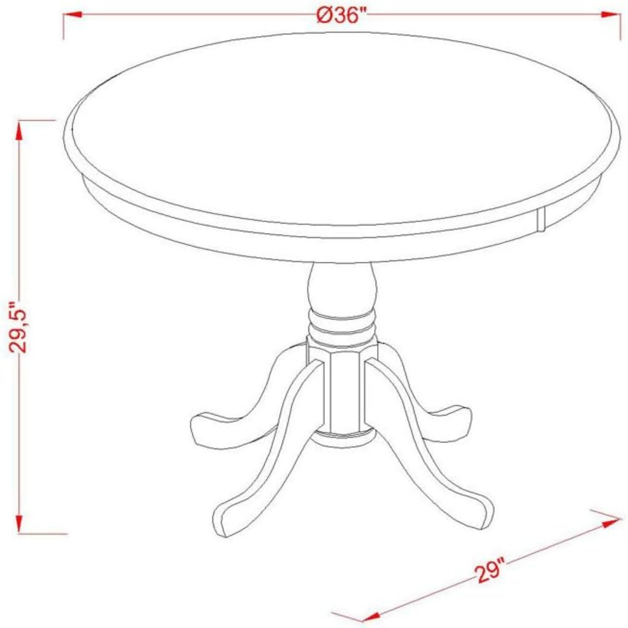 East West Furniture AMVA5-BLK-C 5-Piece Round Dining Set with Pedestal Table & 4 Upholstered Chairs, 36x36 Inch, Black - Perfect for Small Kitchens, Breakfast Nooks, and Cozy Dining Spaces