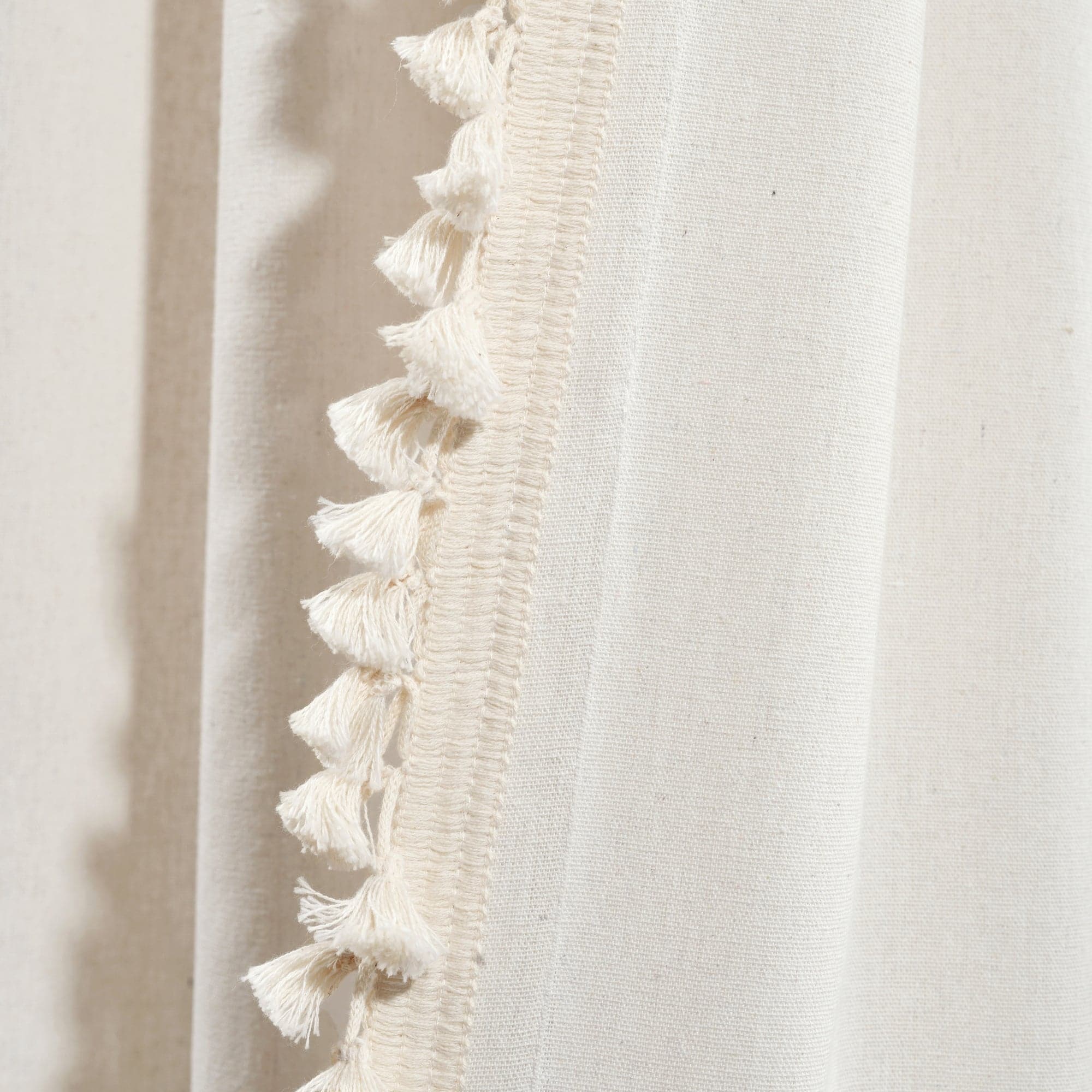 Elegant Faux Linen Tassel Window Curtain Panel - Light Filtering Sheer Drapes for Living Room, Bedroom & Dining Room - 84 Inch Length, Set of 2 Panels