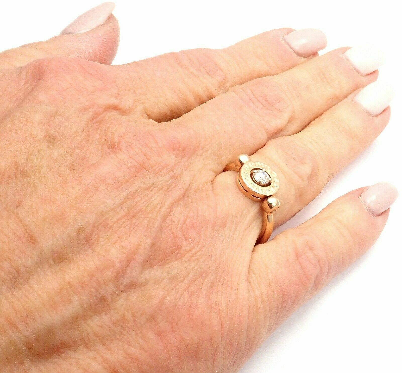 Authentic BVLGARI 18k Rose Gold Diamond Flip Ring - Size 5.75 | Luxury Jewelry for Women, Perfect for Anniversaries, Engagements & Special Occasions