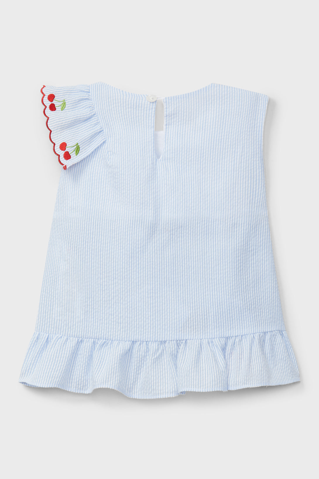 Stylish Blue Striped Cherry Print Top & Shorts Set - Women's Summer Outfit for Beach, Vacation & Casual Wear