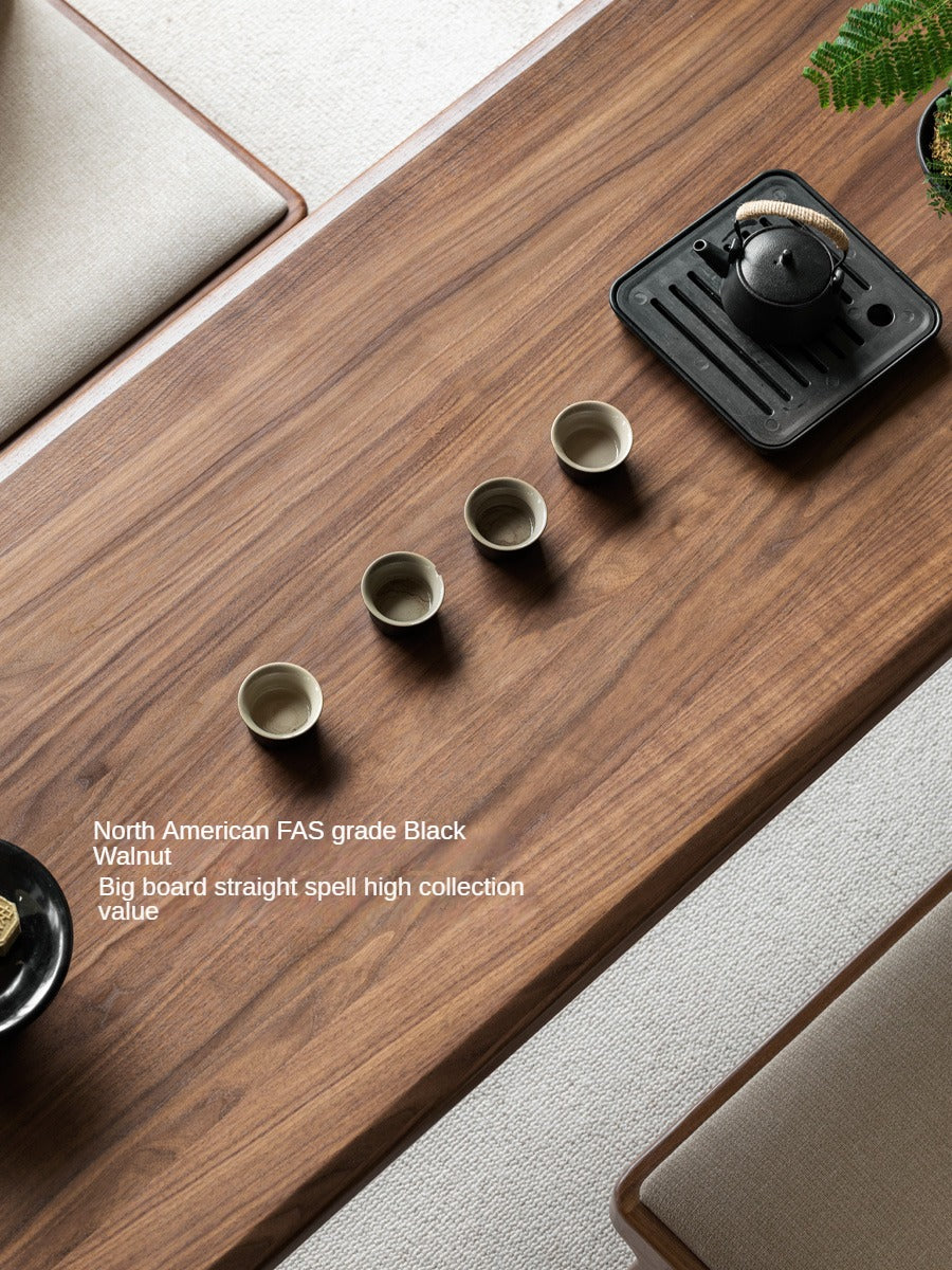 Premium Black Walnut Solid Wood Modern Coffee Table - Mid-Century Style Living Room Furniture for Home & Office Decor