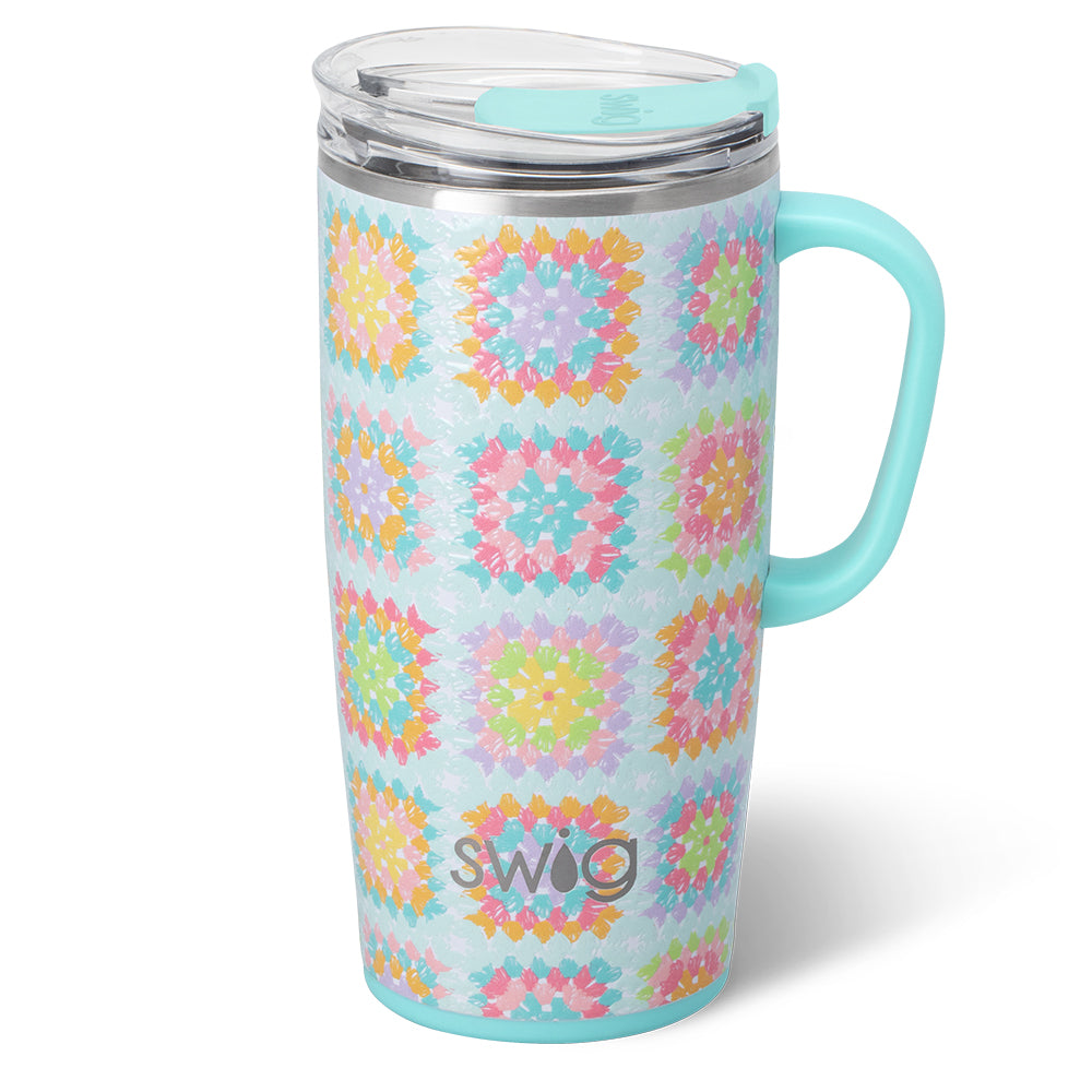 22oz Granny Squares Insulated Travel Mug - Perfect for Coffee, Tea & Hot Drinks On The Go