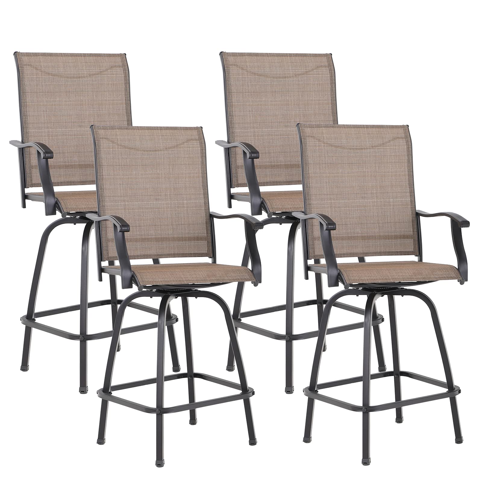 MAISON ARTS 4-Piece Outdoor Bar Stools Set - Swivel Patio Chairs with High Back, 300 lb Capacity - Bar Height Garden Furniture for Deck, Backyard & Outdoor Dining