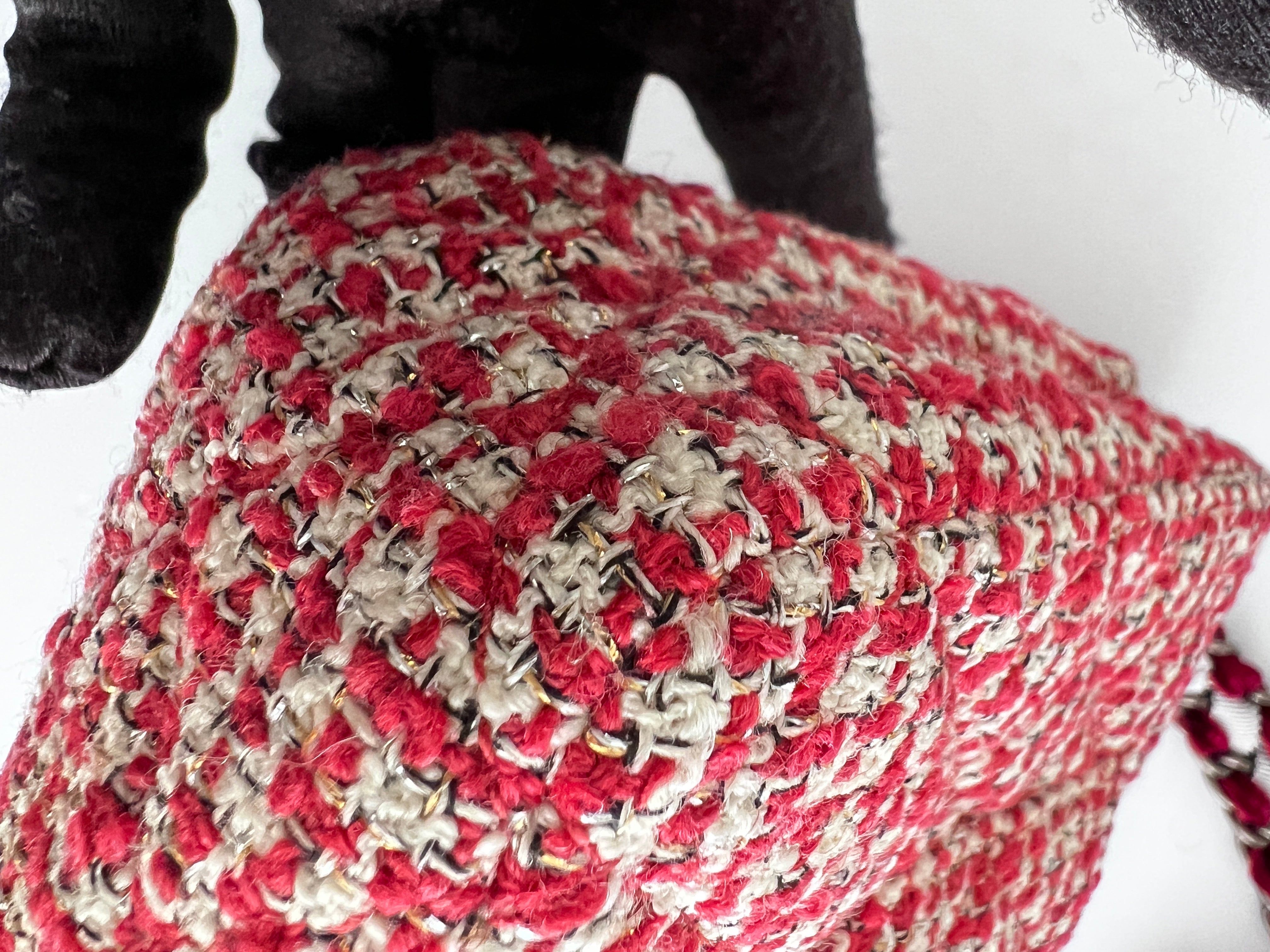 Chanel Red Velvet Chain Double Flap Tweed Bag - Luxury Designer Handbag for Women, Perfect for Parties, Weddings & Special Occasions