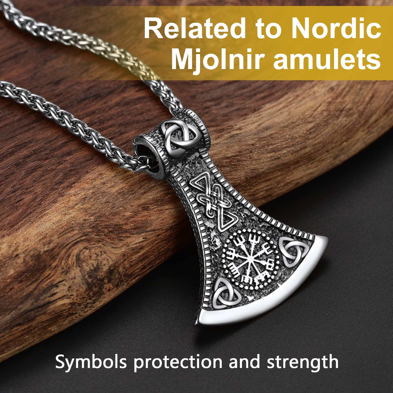 ChainsProMax Solid Norse Axe Necklace - Viking Jewelry with Stainless Steel, Gold Plated & Black Chain Options - Perfect Gift for Men & Women - Ideal for Viking Cosplay, LARP & Norse Mythology Enthusiasts