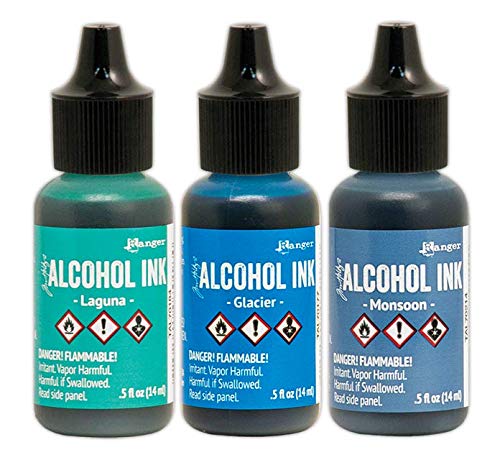 Ranger Alcohol Inks 2024 New Colors Set - Boysenberry, Cobalt, Dijon & More (15 Vibrant Shades) with Free Detail Sticks | Perfect for DIY Crafts, Mixed Media Art & Alcohol Ink Painting Techniques