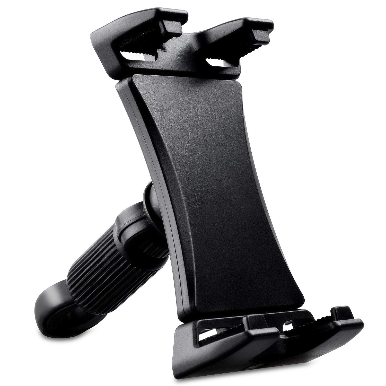 JUBOR Universal Tablet Holder for Microphone Stands - Adjustable iPad & Smartphone Mount (4.7-12.9