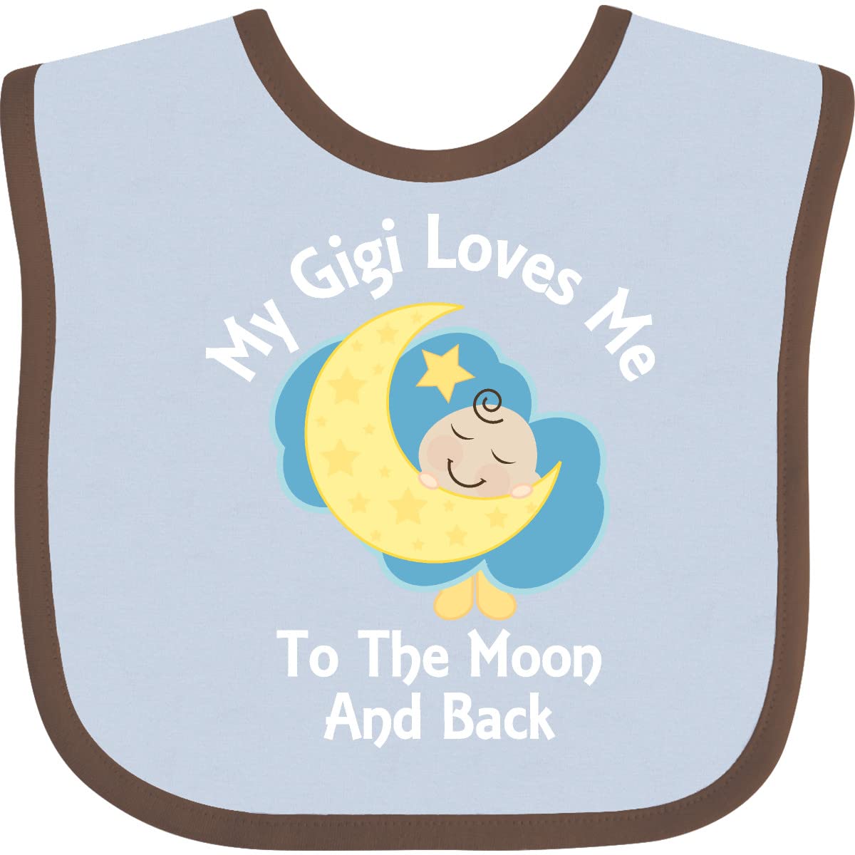 Inktastic Gigi Loves Me To the Moon and Back Baby Bib - Soft Cotton Drool Bib for Infants & Toddlers - Perfect for Feeding, Teething, and Everyday Use