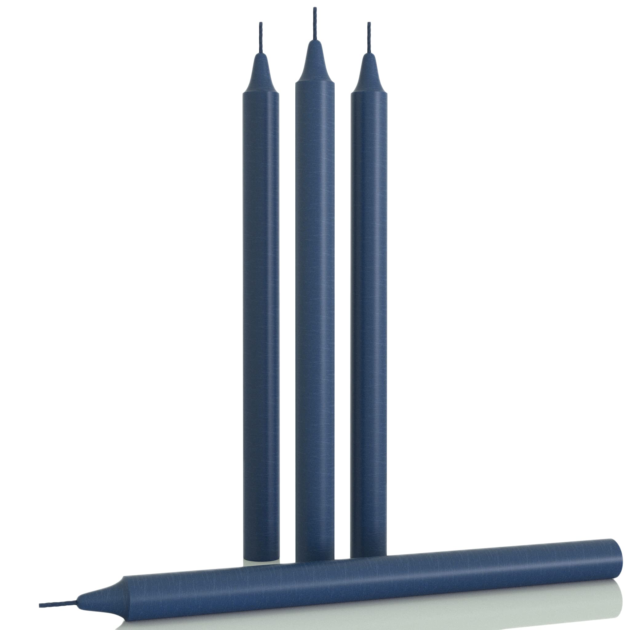 Dark Blue Taper Candles 10 Inch - Pack of 4 Dripless Smokeless Long Candlesticks for Weddings, Dinner Parties & Table Decor - Slow Burning Premium Straight Candles by CANDWAX