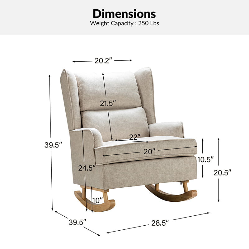 Andreo Modern Tufted Upholstered Rocking Chair - Comfortable Nursery Rocker for Baby Room, Living Room & Bedroom - Perfect for Nursing, Relaxing & Home Decor