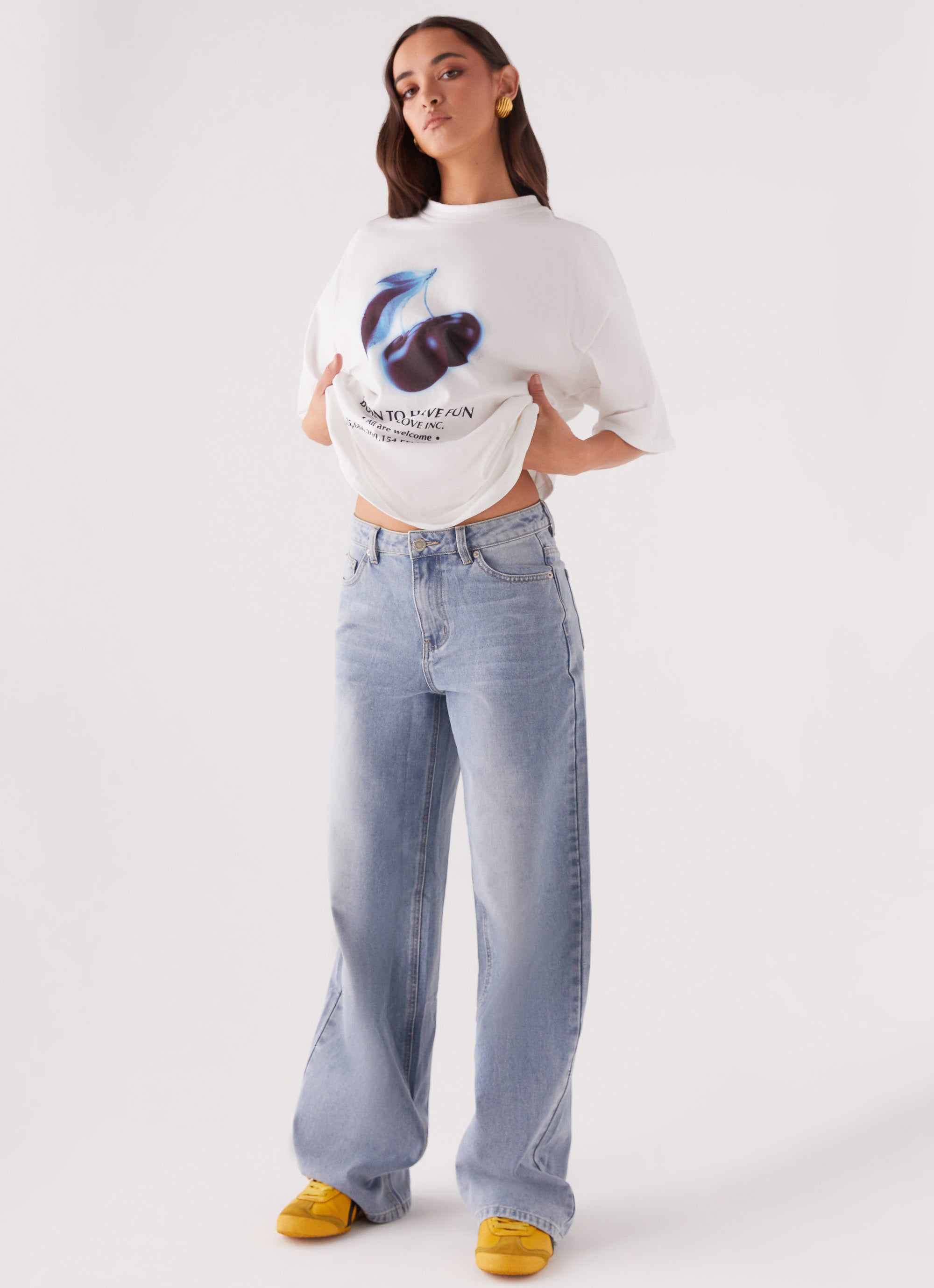 Born To Have Fun Oversized Graphic Tee - Cherry Red Casual T-Shirt for Women | Streetwear Fashion, Summer Outfits, Lounge Wear