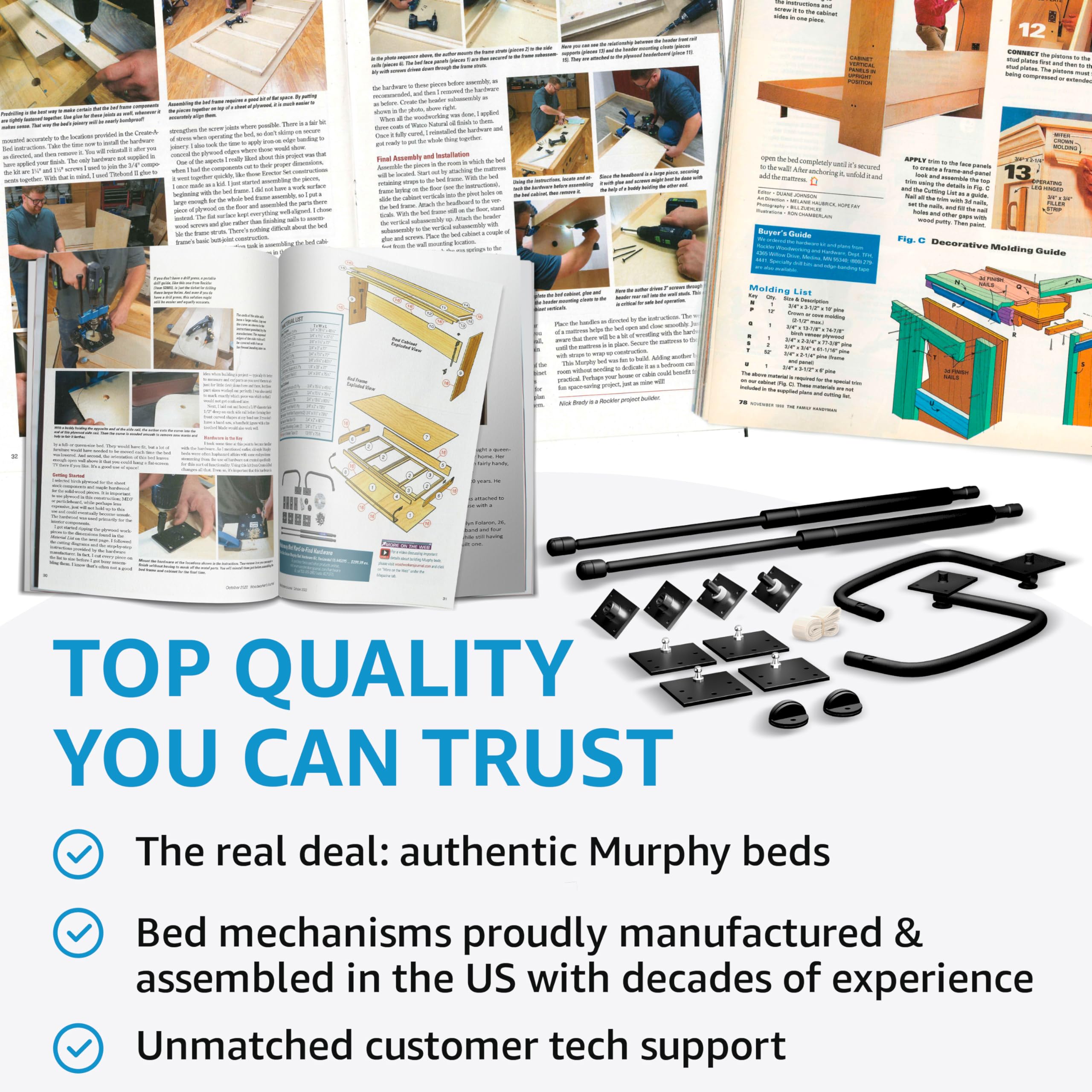 Create-A-Bed Premium Full Vertical Murphy Bed Kit - Space Saving Wall Bed for Small Apartments & Guest Rooms