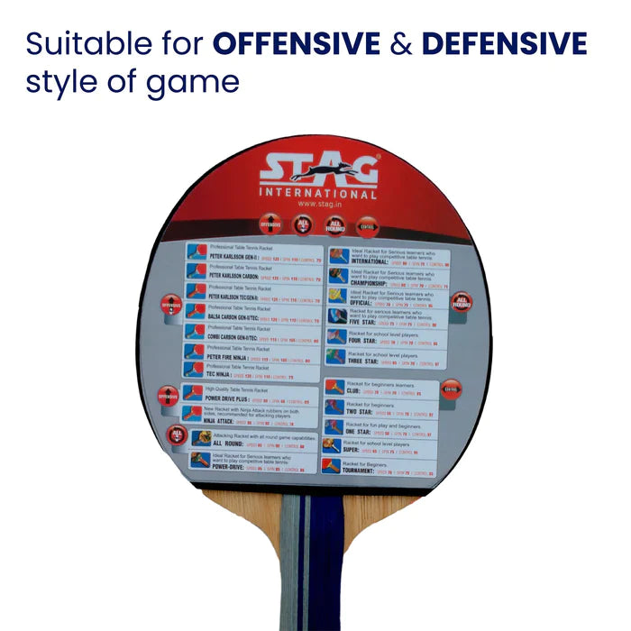 STAG ICONIC TOURNAMENT TABLE TENNIS PADDLE - Professional Ping Pong Racket for Competitive Play & Training - Perfect for Home, Office, and Club Tournaments