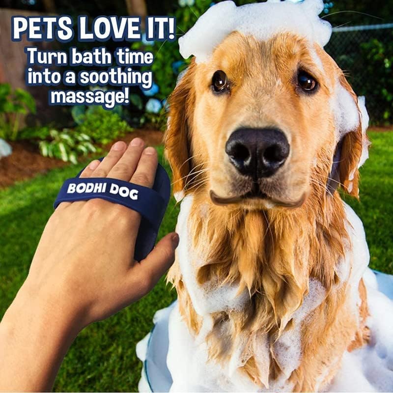 Bodhi Dog Shampoo Brush - Premium Pet Grooming Brush for Dogs & Cats - Bath Brush for Long & Short Hair - Gentle Massage & Cleaning for Bath Time (2-Pack, Blue) - Perfect for Home Grooming & Professional Pet Care