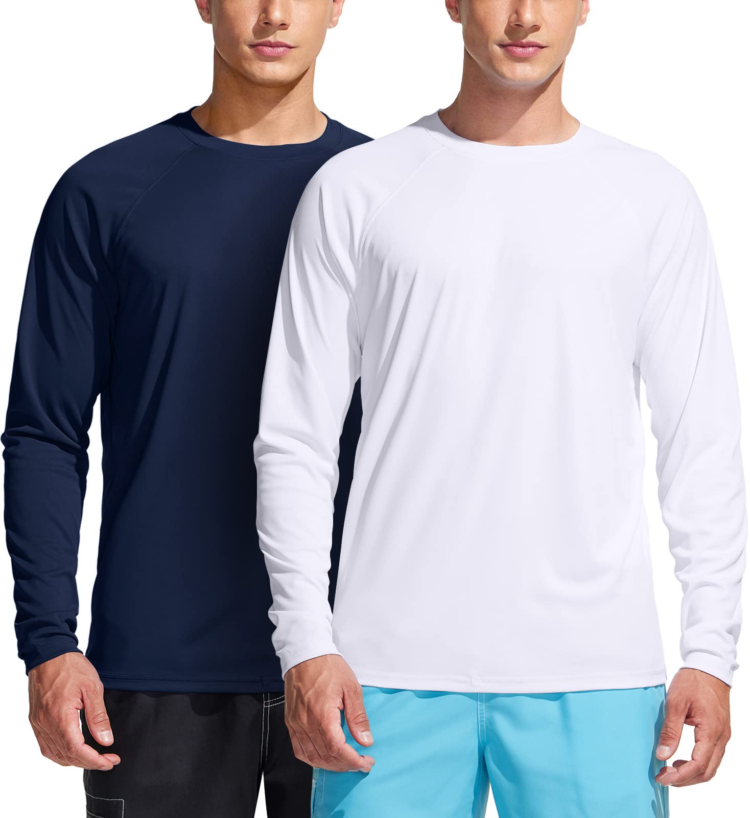 TSLA Men's UPF 50+ Rashguard Swim Shirt - Long Sleeve Loose-Fit SPF UV Protection Shirt for Swimming, Surfing, Running & Outdoor Workouts