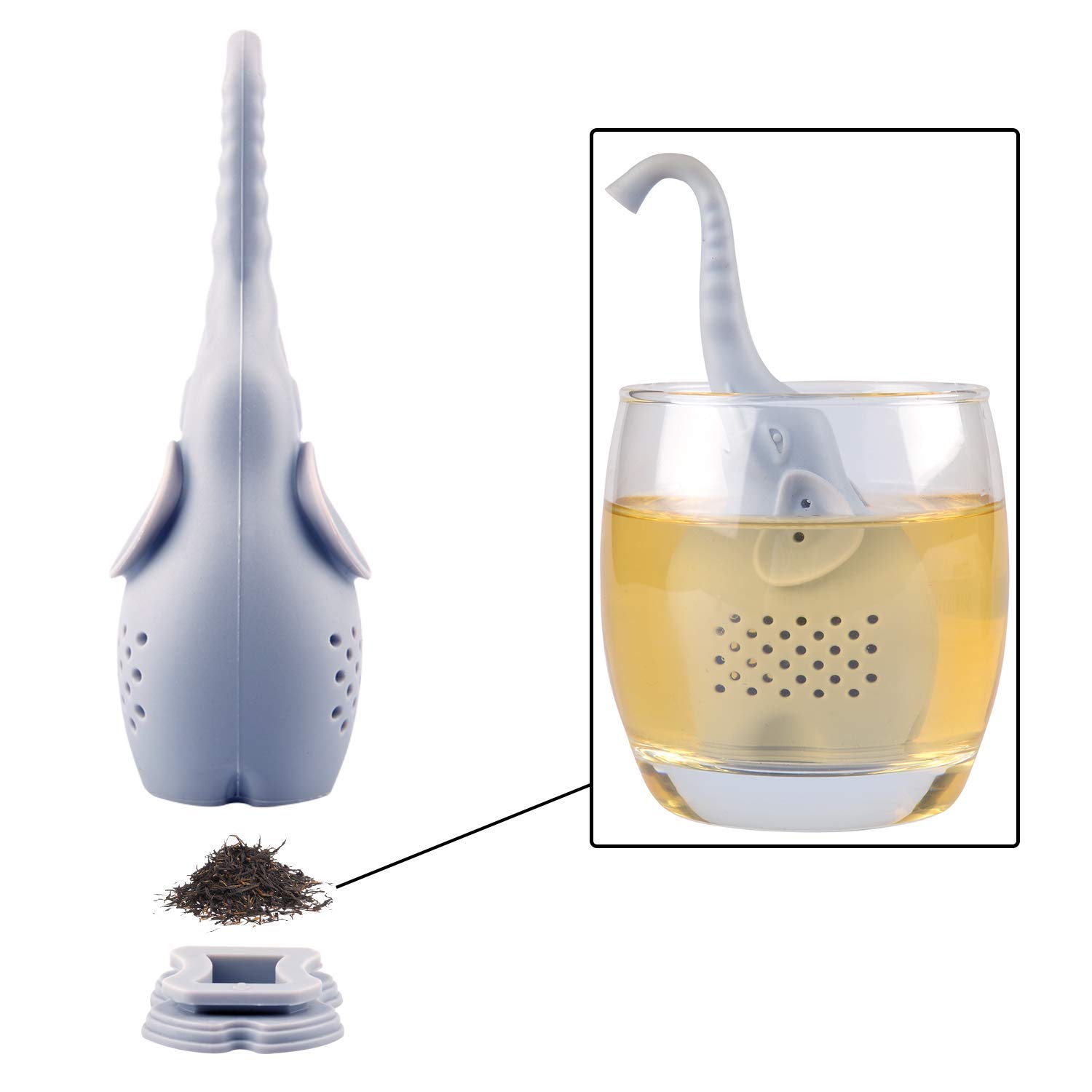 Cute Animal Silicone Tea Infusers - Unicorn, Shark, Squirrel, Cat, Owl & Elephant Tea Strainers (6-Piece Set) - Perfect Gift for Tea Lovers - Great for Loose Leaf Tea, Iced Tea & Herbal Brews at Home or Office
