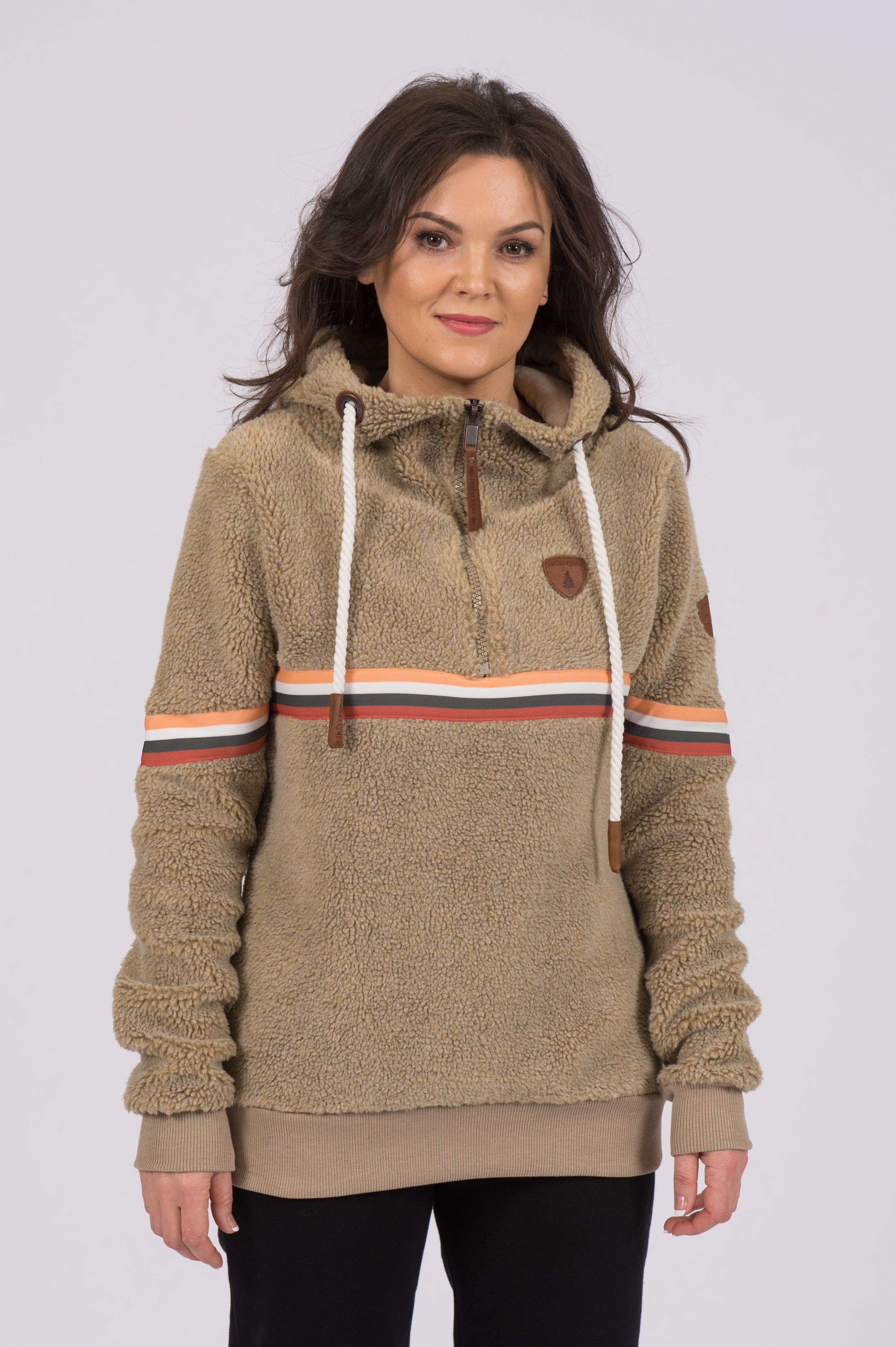 Eva Milk Coffee Half Zip Hoodie for Women - Soft Fleece Pullover with Kangaroo Pocket - Casual Loungewear for Coffee Dates & Relaxing at Home