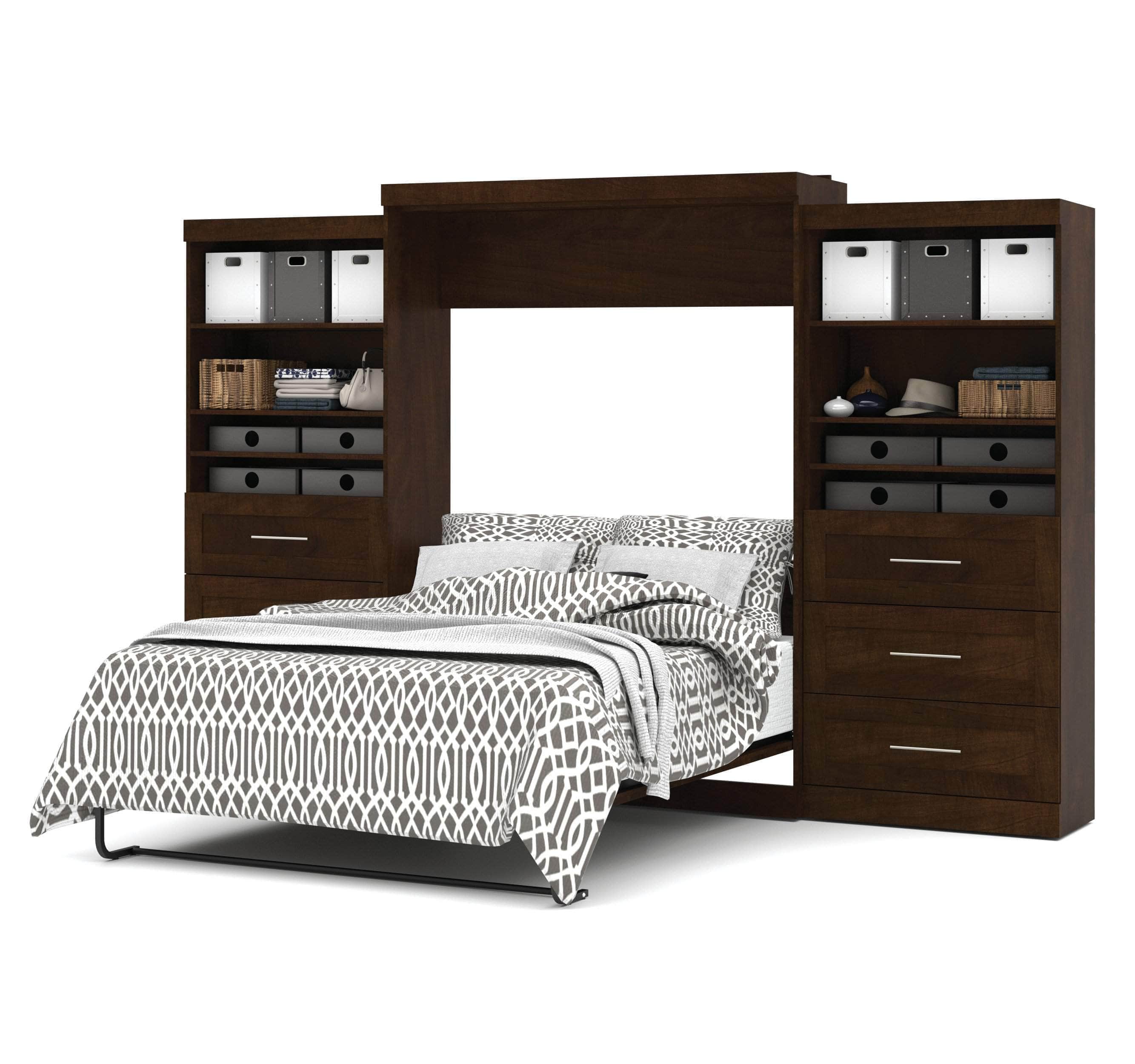 Pur Queen Murphy Wall Bed with 2 Storage Drawers - Space Saving Fold Down Bed (136 Inch) in 6 Colors | Perfect for Small Apartments, Guest Rooms & Home Offices