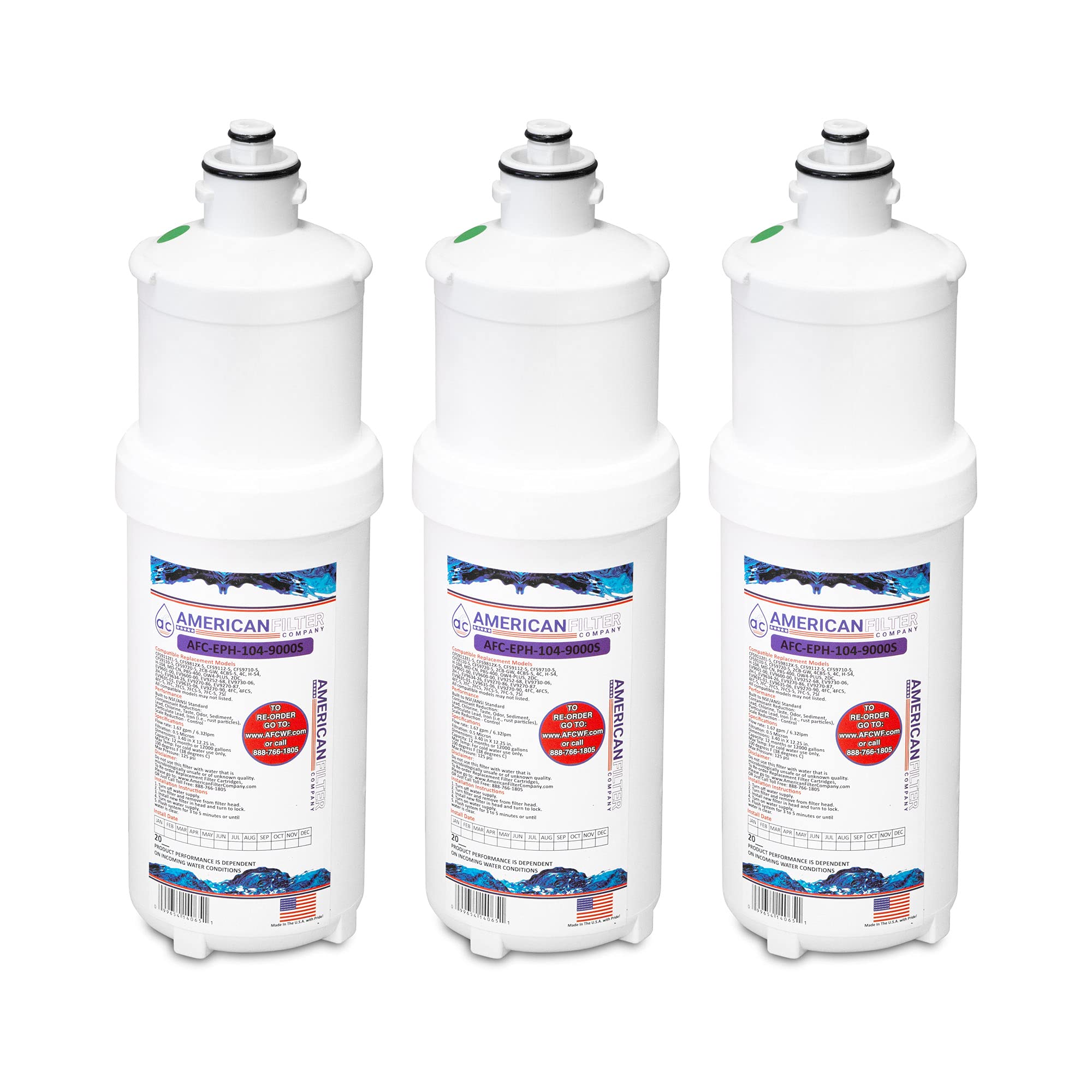 AFC Brand Water Filters - Model AFC-EPH-104-9000 | Compatible with 3M CFS9110 Filter | 3-Pack Replacement Filters | Perfect for Home & Office Water Purification Systems