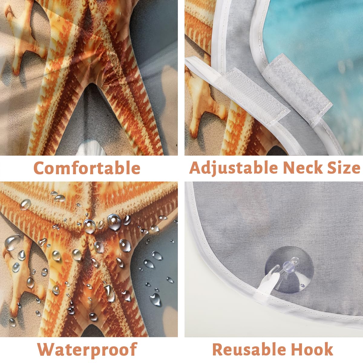 Men's Beach Starfish Summer Beard Shaving Bib - Waterproof Hair Dye Apron for Barbers & Stylists - Sink Hair Catcher for Beard Trimming & Lineup - Perfect Gift for Men's Grooming & Salon Use
