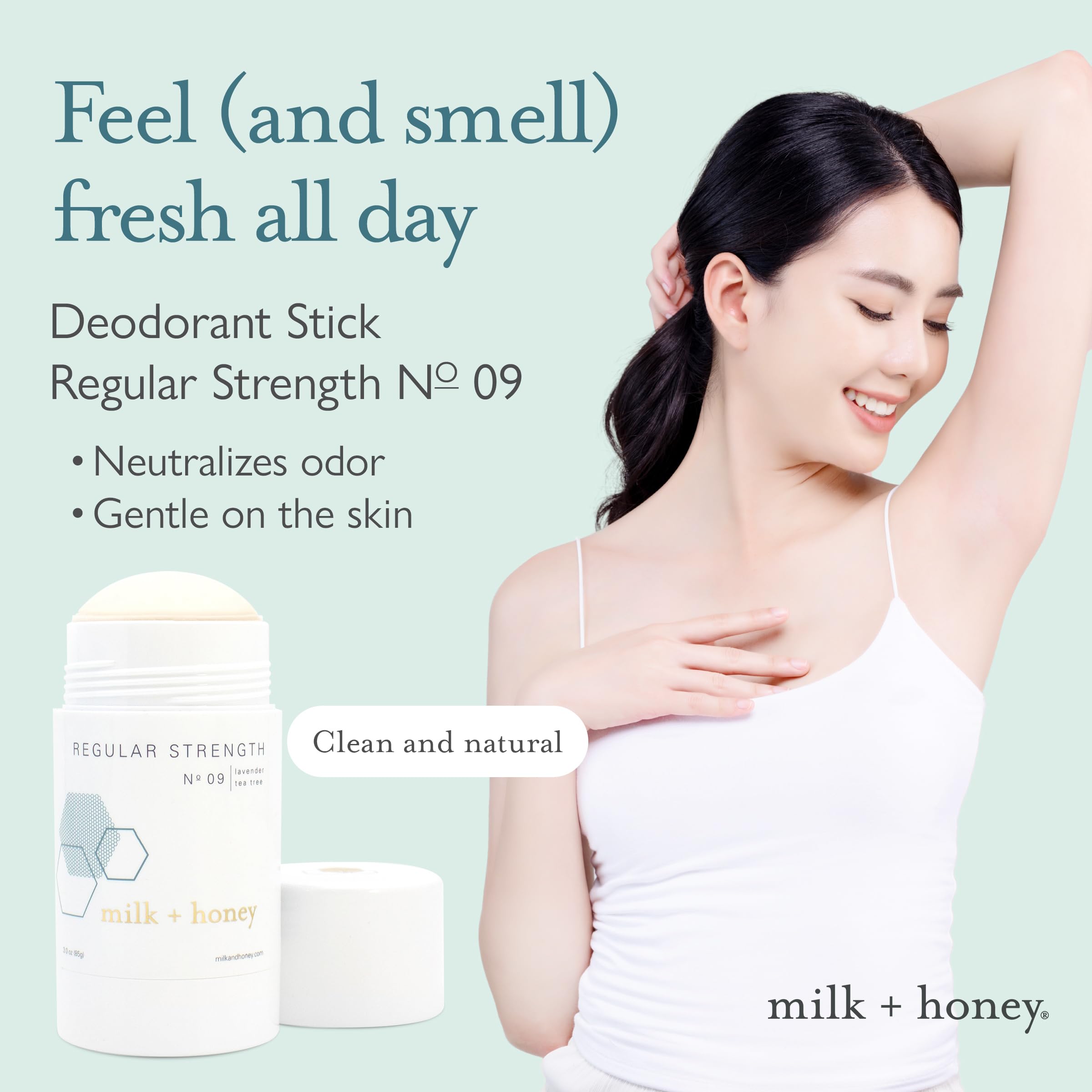 Natural Aluminum-Free Deodorant for Women & Men - Milk + Honey No. 09 Regular Strength | Lavender & Tea Tree Scent | Gentle on Skin | Ideal for Daily Use, Gym & Sensitive Skin Care