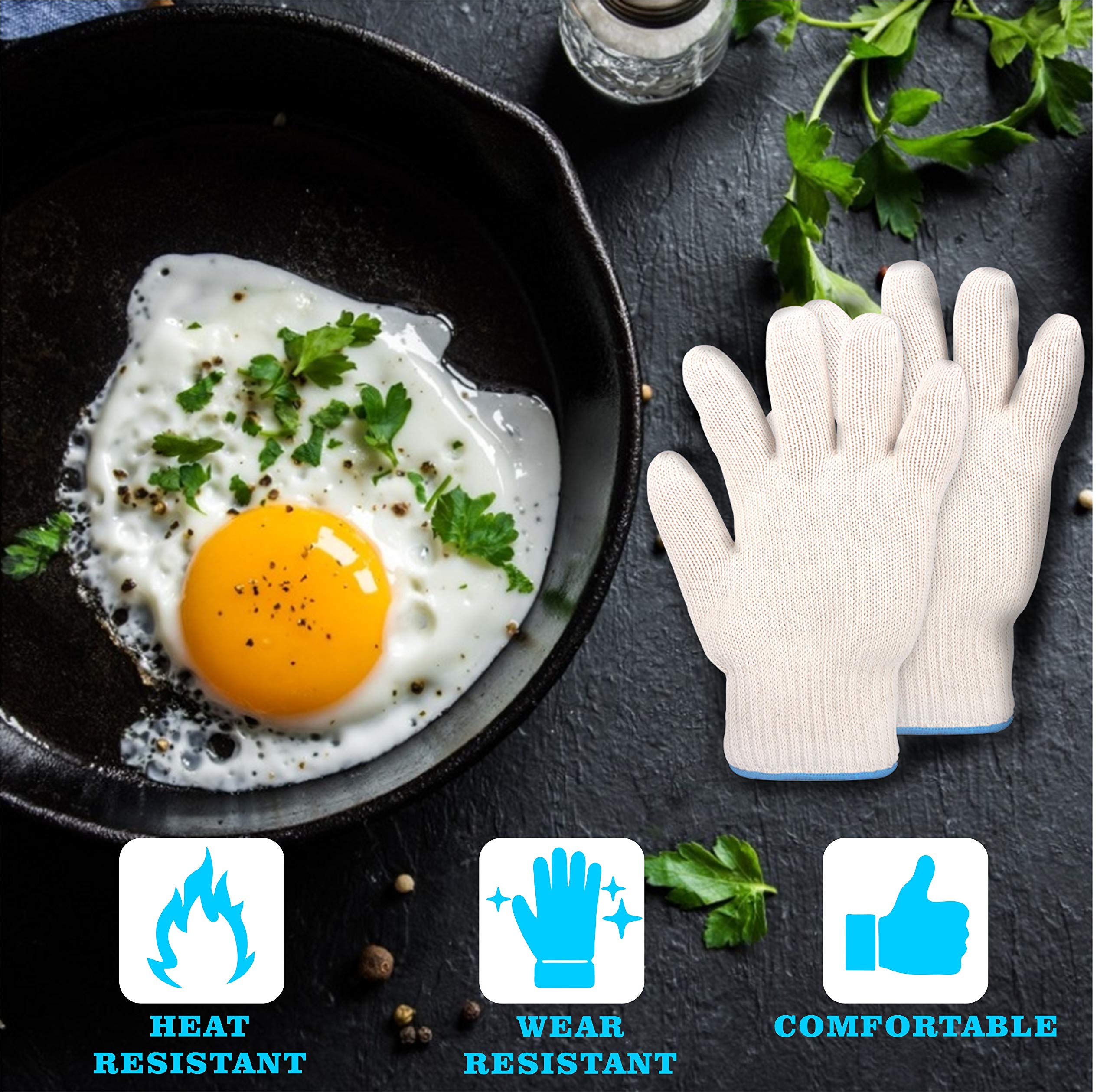 Heat Resistant Oven Gloves Set of 2 - Extra Long BBQ Mitts for Grilling, Baking & Cooking - 500°F Heat Protection for Kitchen, Camping & Outdoor Use