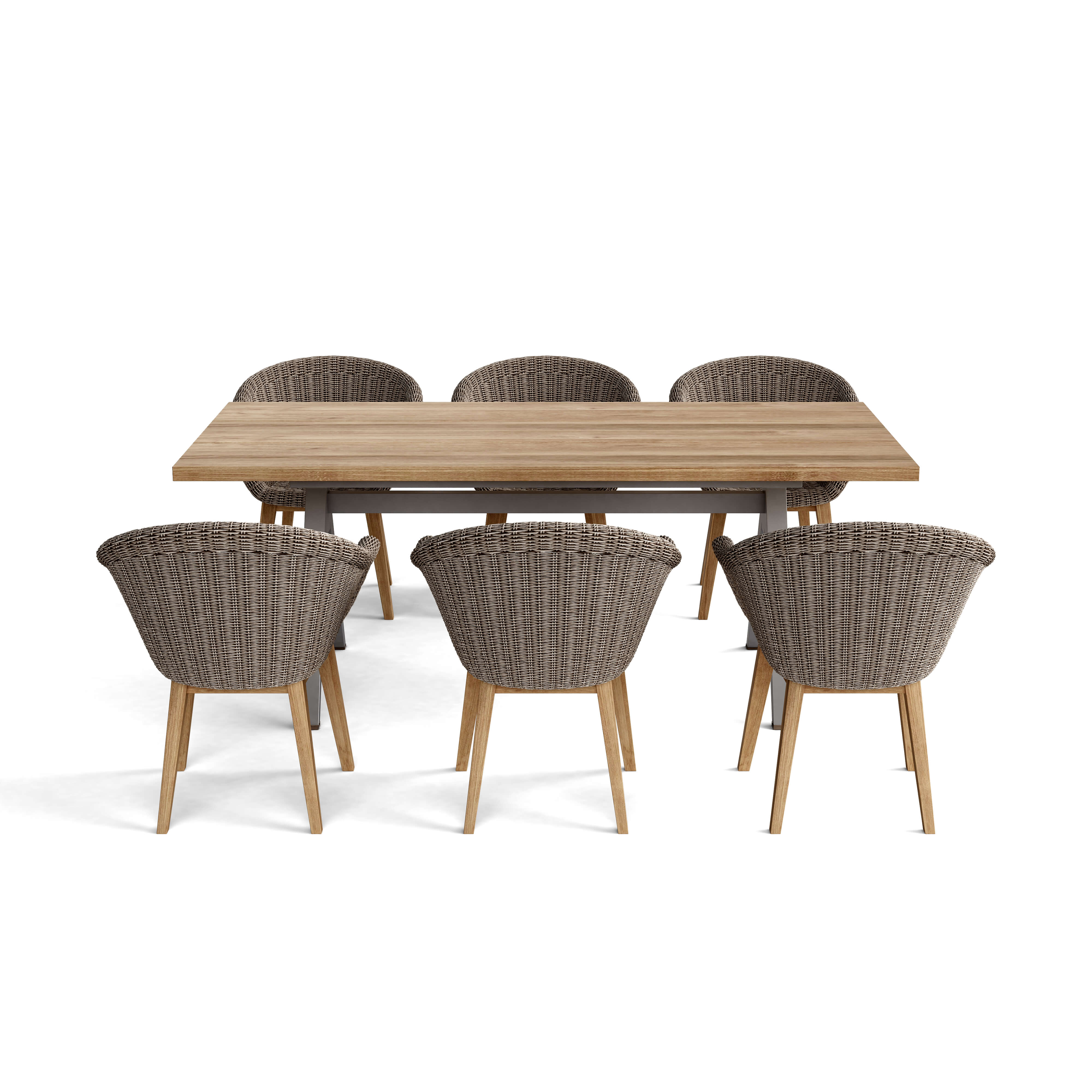Anderson Teak 7-Piece Alura Padua Outdoor Dining Table Set (SET 39A) - Perfect for Patio, Garden, and Backyard Entertaining
