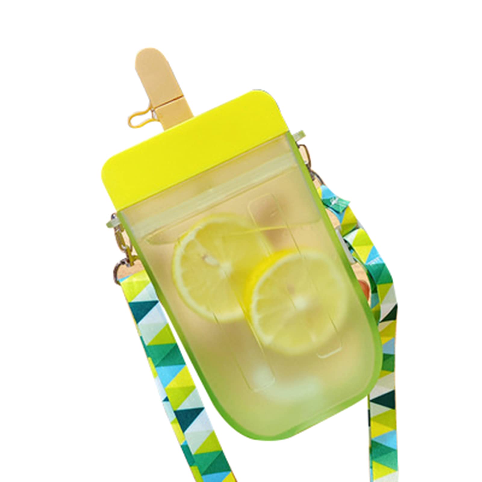 Yirepny 10oz Insulated Water Bottle with Straw & Adjustable Shoulder Strap - Leakproof Juice Cup for Kids & Adults, Perfect for Gym, Hiking, Beach & School - Vibrant Yellow Color