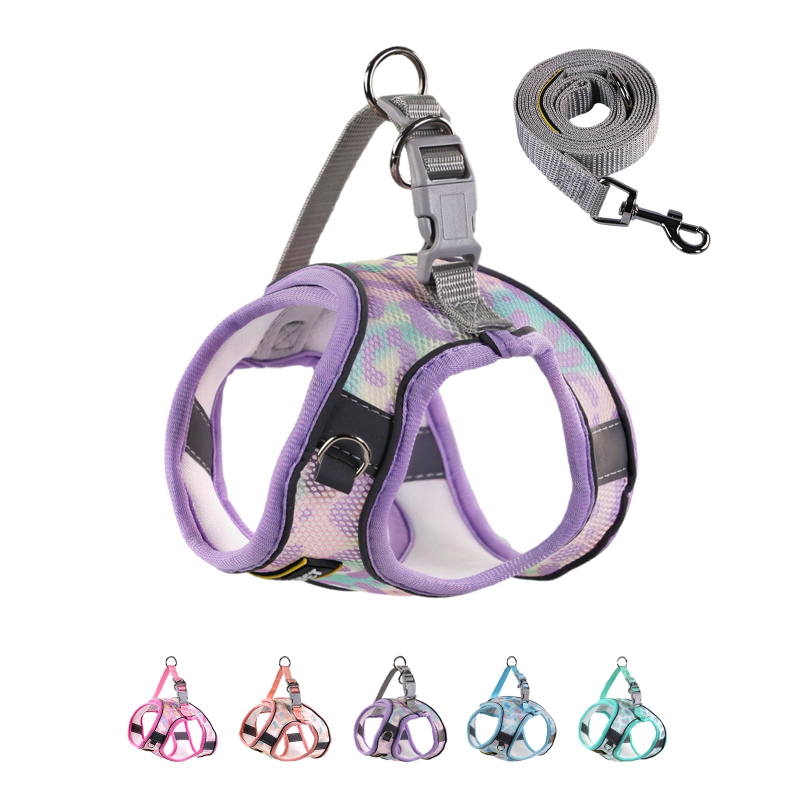 **Adjustable No-Pull Dog Harness & Leash Set for Small to Medium Puppies - Breathable Mesh Reflective Vest for Walking, Running & Training (Size S, Purple) - Perfect for Outdoor Adventures & Daily Walks**