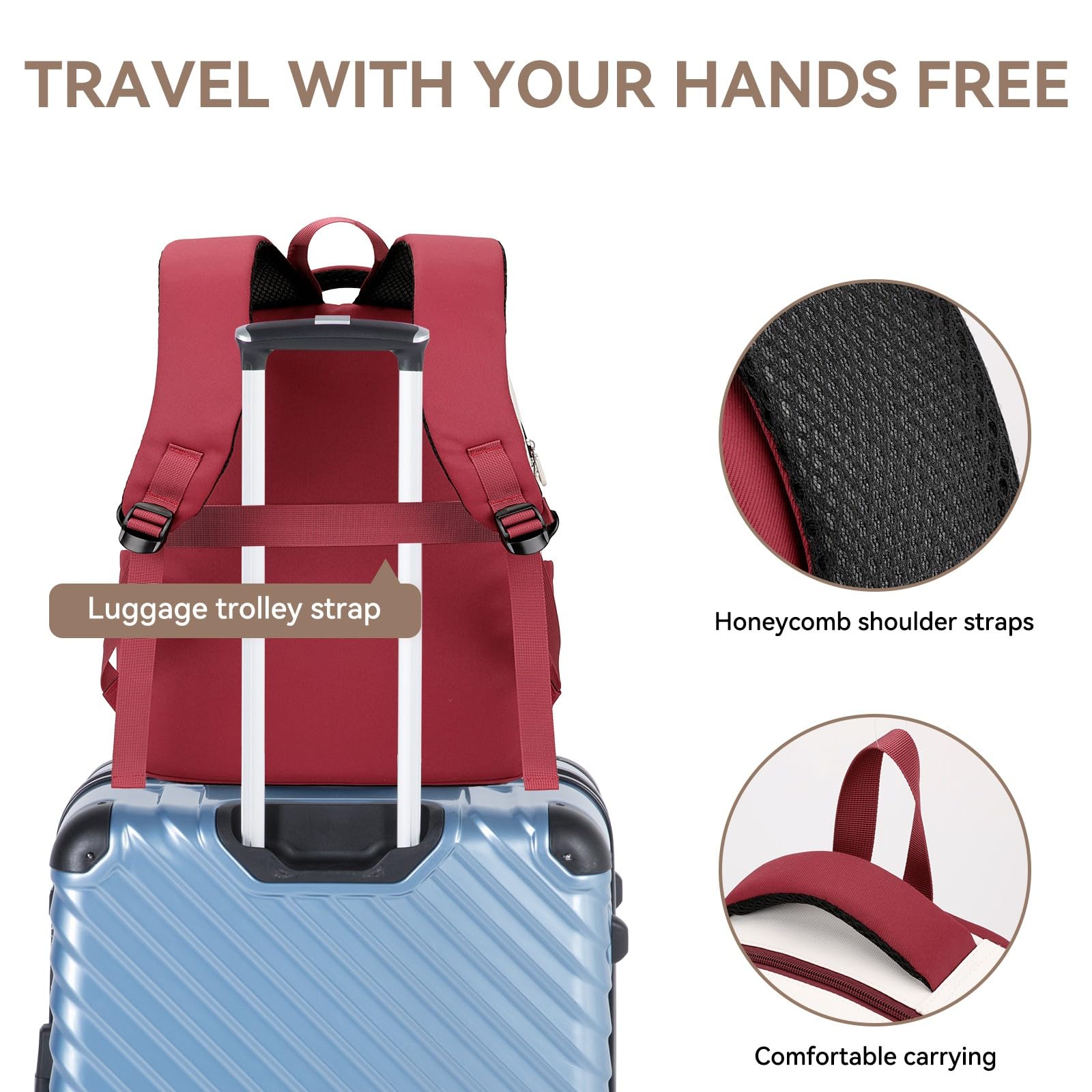 18-Inch Waterproof Travel Backpack for Women & Men - Airline Approved Lightweight Daypack for Business Work, Hiking & Casual Travel - Perfect for Commuting, Weekend Getaways & Outdoor Adventures