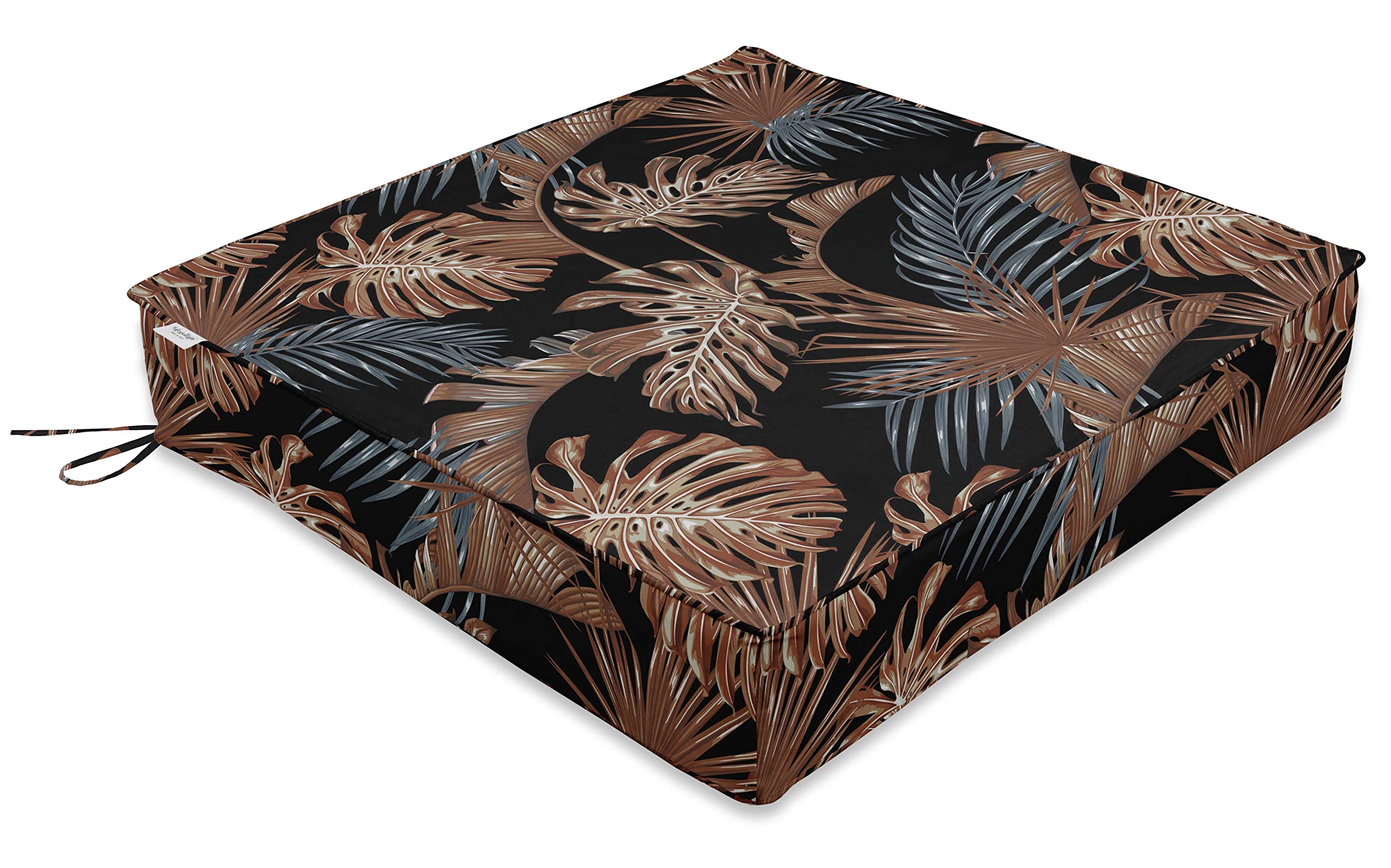 Printed Outdoor Deep Seat Patio Cushions Set - 2 Piece All-Weather Replacement Cushions (25x25x5 Inches, Black) for Patio Furniture - Perfect for Garden, Deck, and Poolside Relaxation