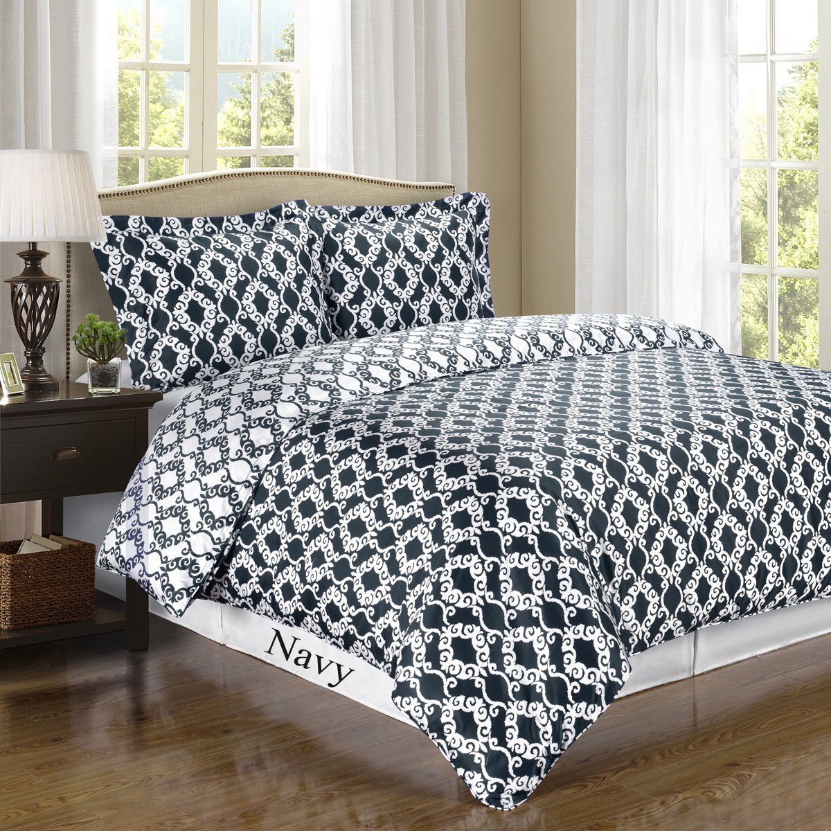 Royal Hotel Luxury 2-Piece Twin/Twin XL Comforter Cover Set - 100% Cotton 300 Thread Count Navy & White Striped Duvet Cover - Perfect for Guest Rooms, Dorms & Cozy Bedrooms
