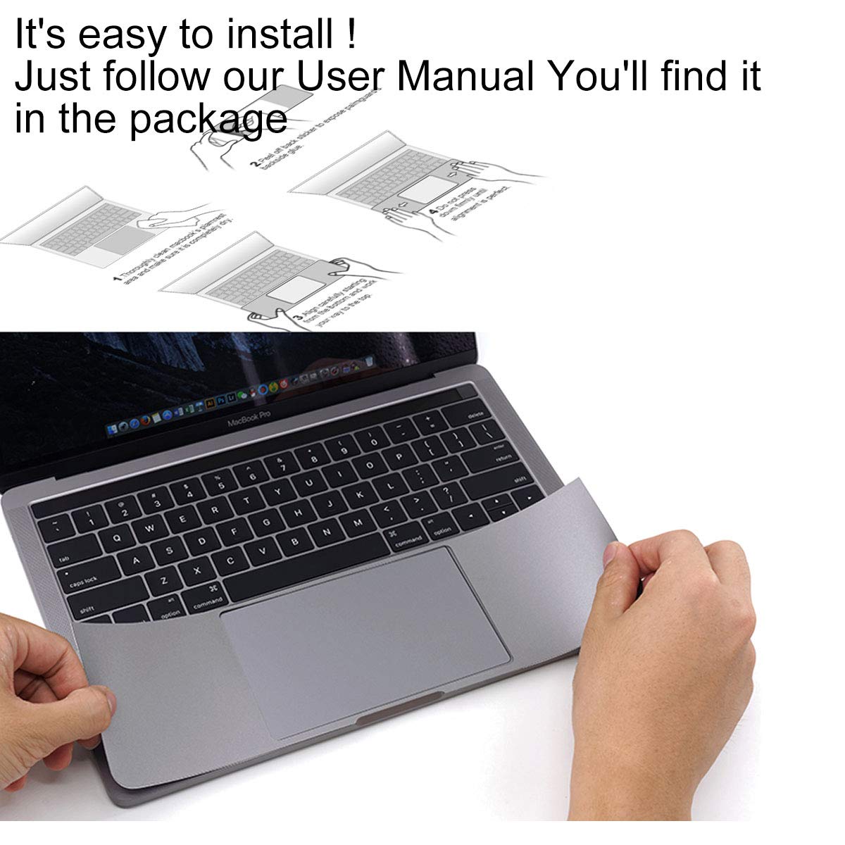 MacBook Pro 14 Inch Protective Skin with Palm Rest & TrackPad Cover (M1/M2/M3/M4 Chip Compatible) - Silver | Durable Laptop Decal for Work, Travel & Home Office Use