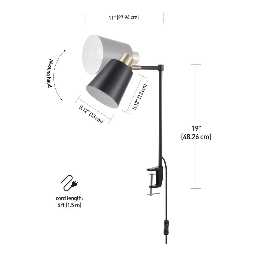 Globe Electric 52900 Lex Desk Lamp - Modern Black & Gold Adjustable LED Light for Home Office, Study, and Reading - Perfect for Workspaces, Dorm Rooms & Nightstands