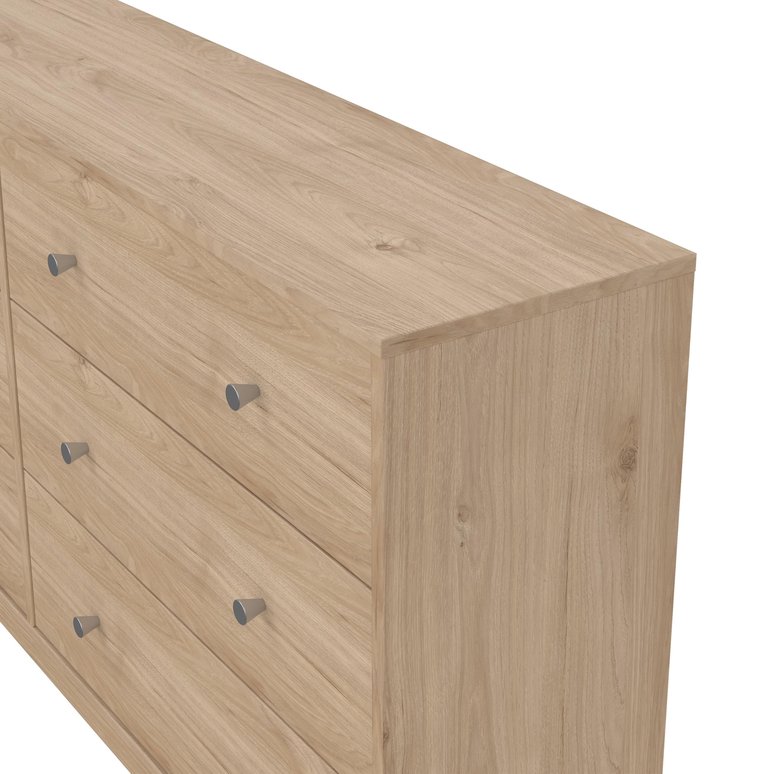 Tvilum 6-Drawer Double Dresser in Jackson Hickory Finish - Stylish Bedroom Storage for Clothes & Accessories